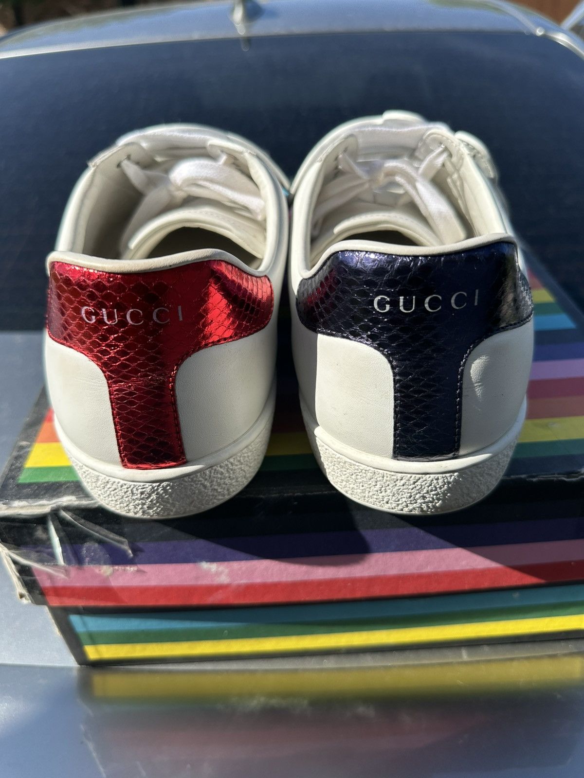Gucci Gucci Ace Rainbow Patch Designer Sneakers Size 12.5 Size US 12.5 / EU 45-46 - 4 Thumbnail