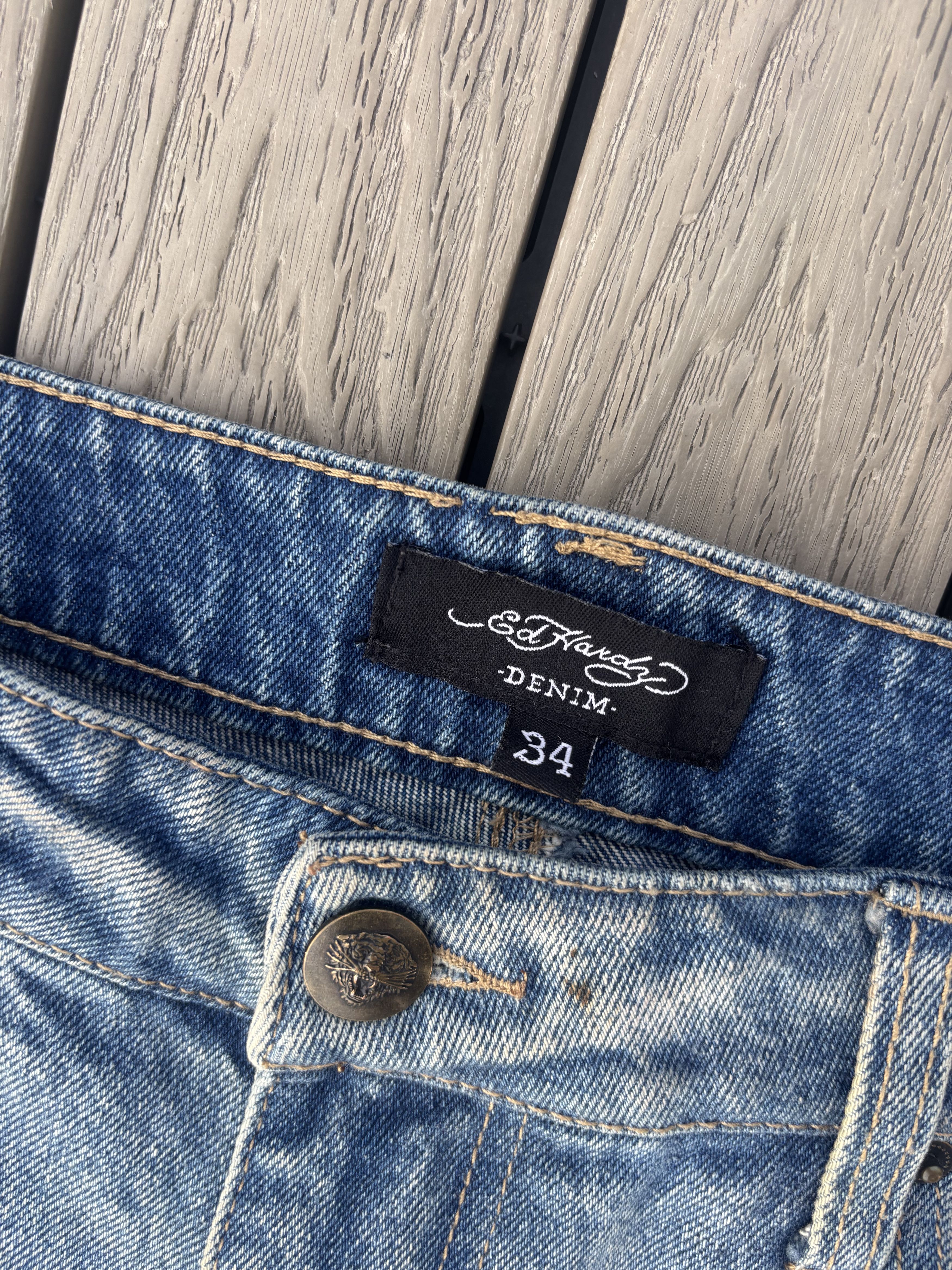 Ed Hardy Ed Hardy Printed Distressed Light Wash Logo Denim 34 Size US 34 / EU 50 - 3 Thumbnail