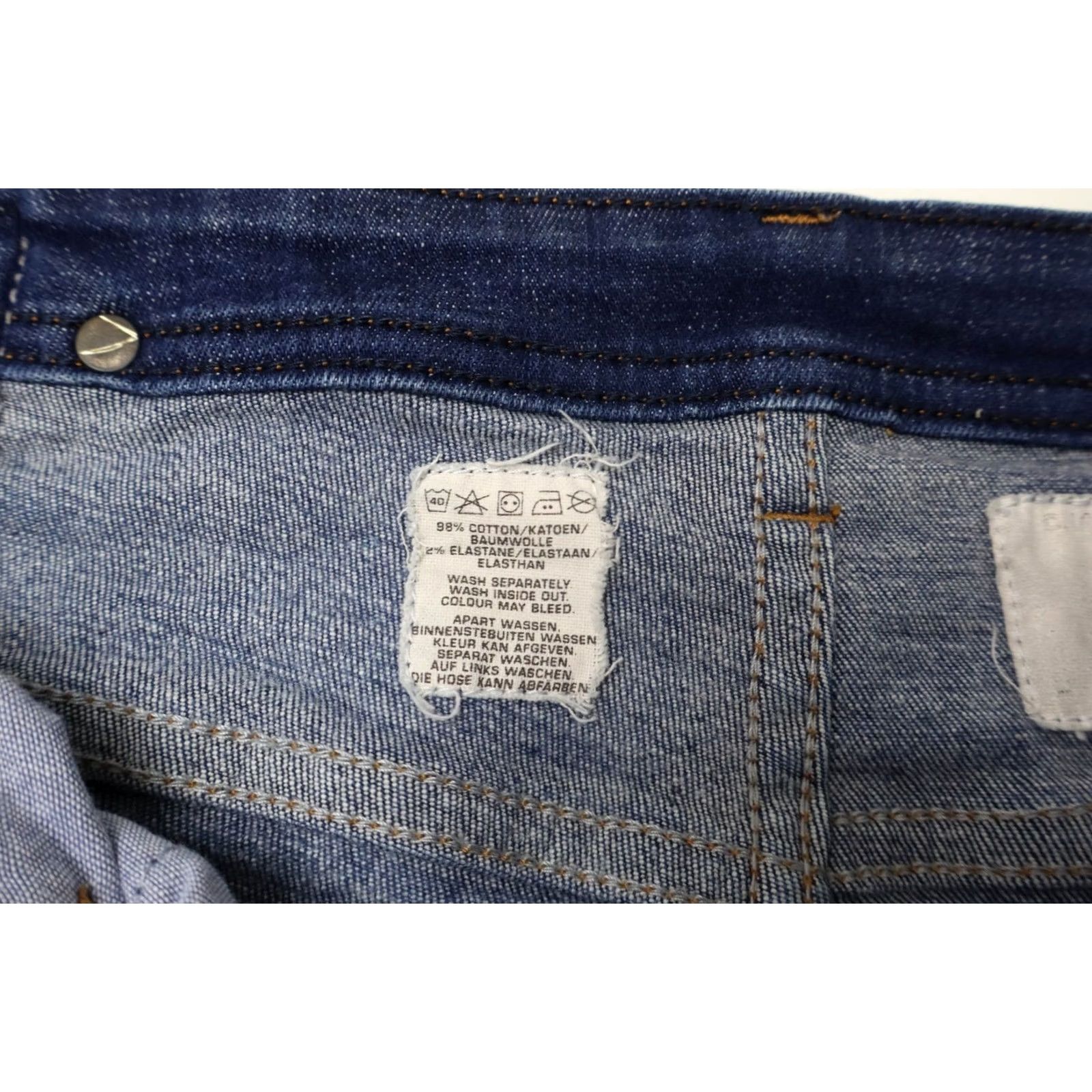 Vintage CHASIN Ego Mils Jeans Men's W32/L32 Blue Whiskers Faded Slim Fit Stretched Size US 32 / EU 48 - 6 Thumbnail