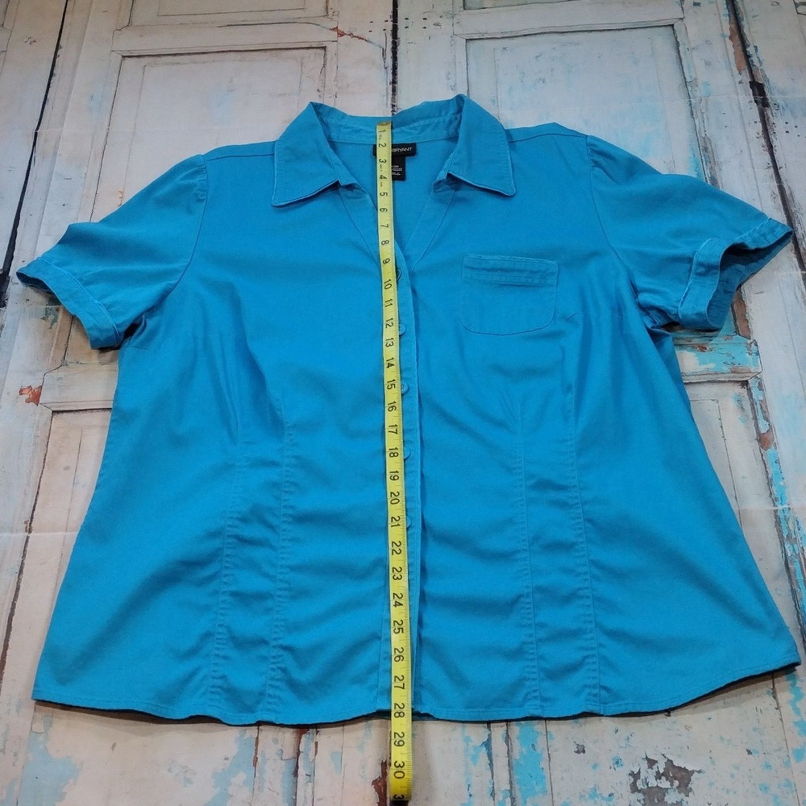 Other Lane Bryant Blue Button Down Short Sleeve Plus Size Shirt Size XXL / US 16-18 / IT 52-54 - 6 Thumbnail