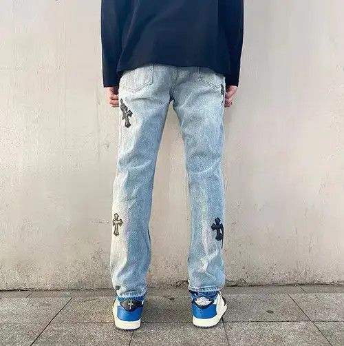 Japanese Brand × Jean Street hip hop washed cross jeans Size US 32 / EU 48 - 3 Thumbnail