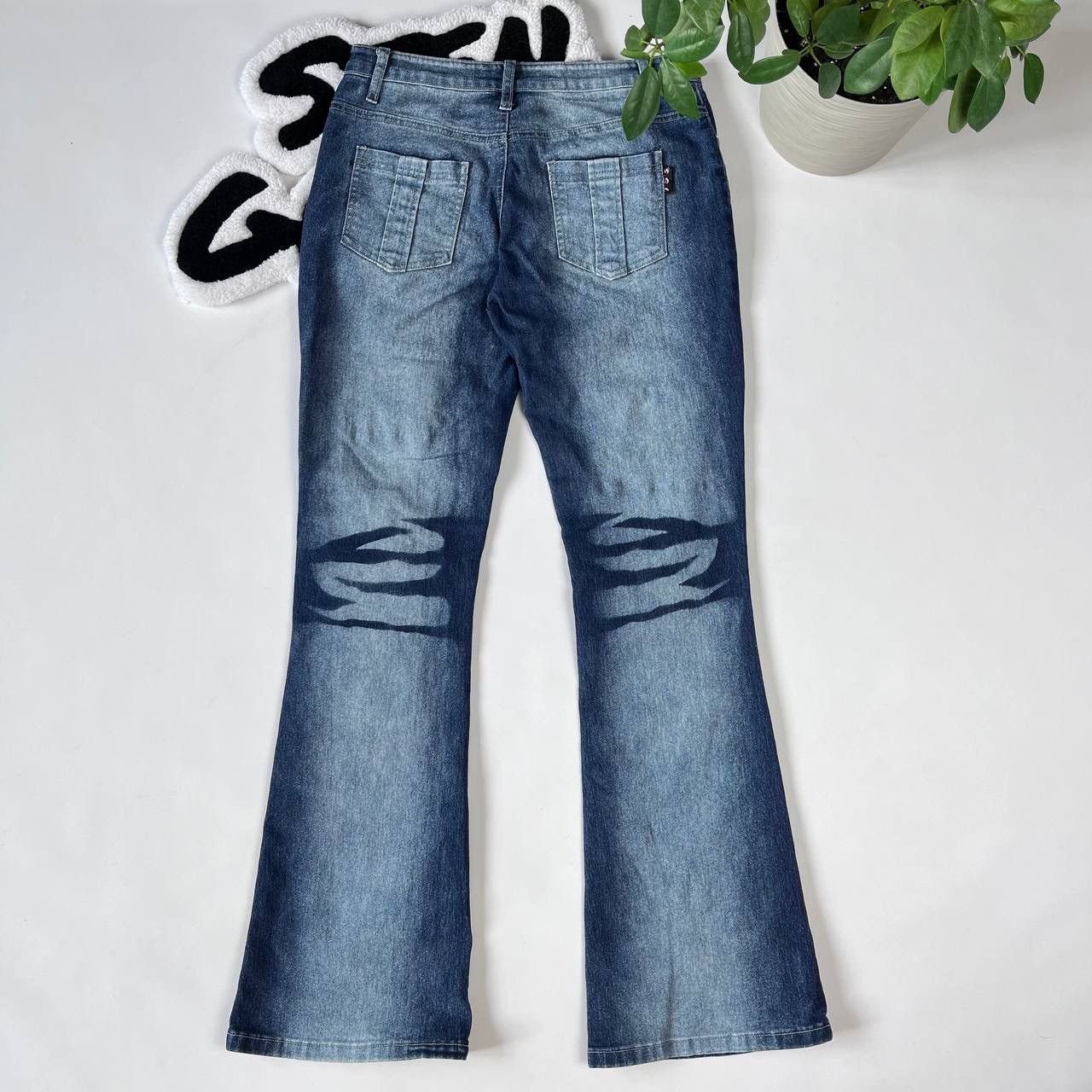 Japanese Brand × Vintage Y2K Designer Flared Patch Jeans Bell Bottom Size 29" - 5 Thumbnail