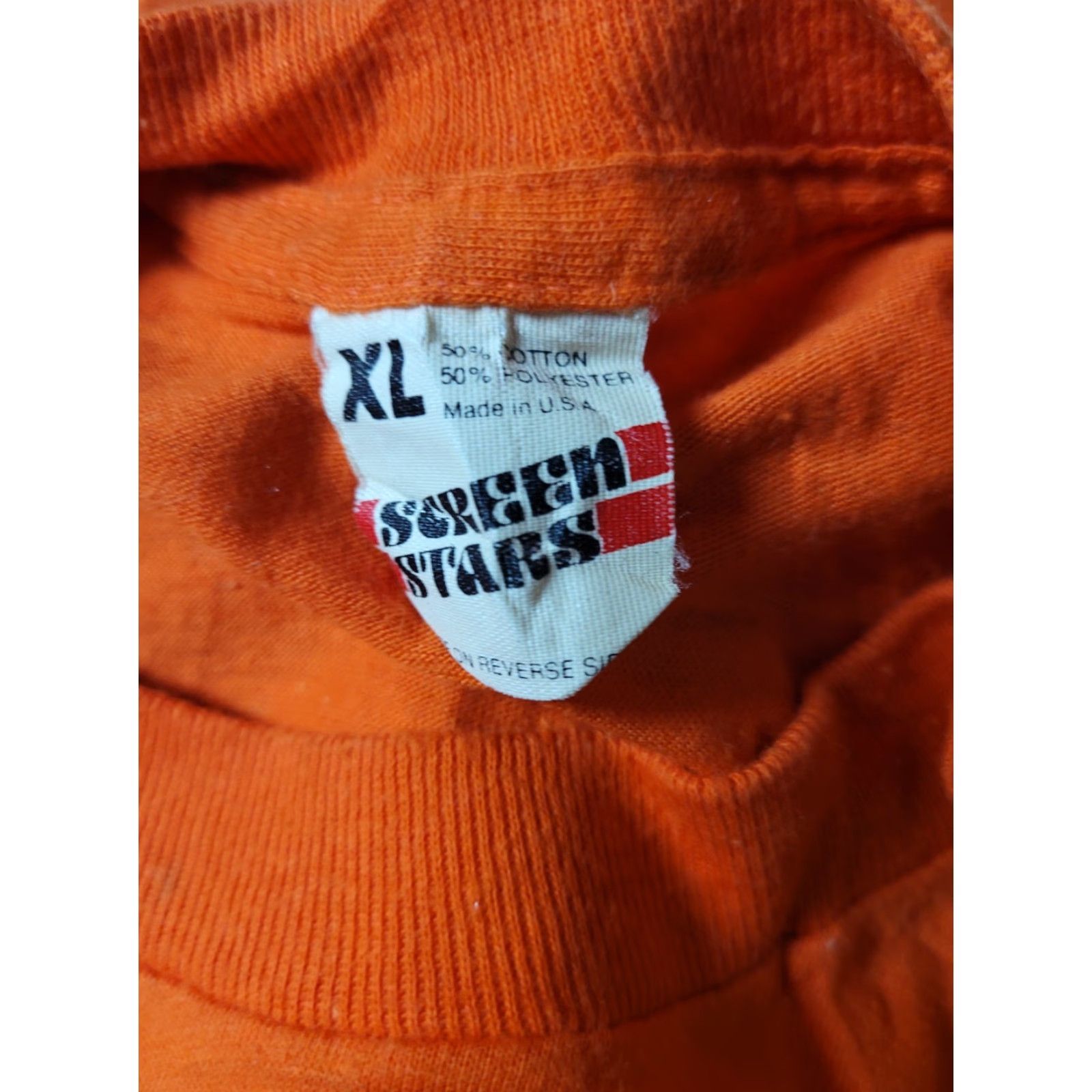 Vintage VTG T Shirt Michigan International Speedway XL Orange Screen Stars 50/50 Single Stitch Crew Neck Unisex Adults Racing 80s 70s Size US XL / EU 56 / 4 - 3 Thumbnail