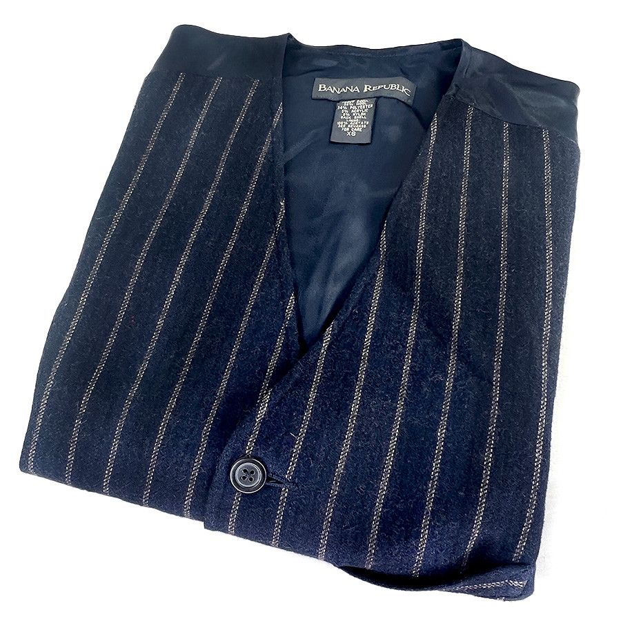 Banana Republic Vintage Banana Republic Navy & Brown Pinstripe Vest Size 36R - 1 Thumbnail