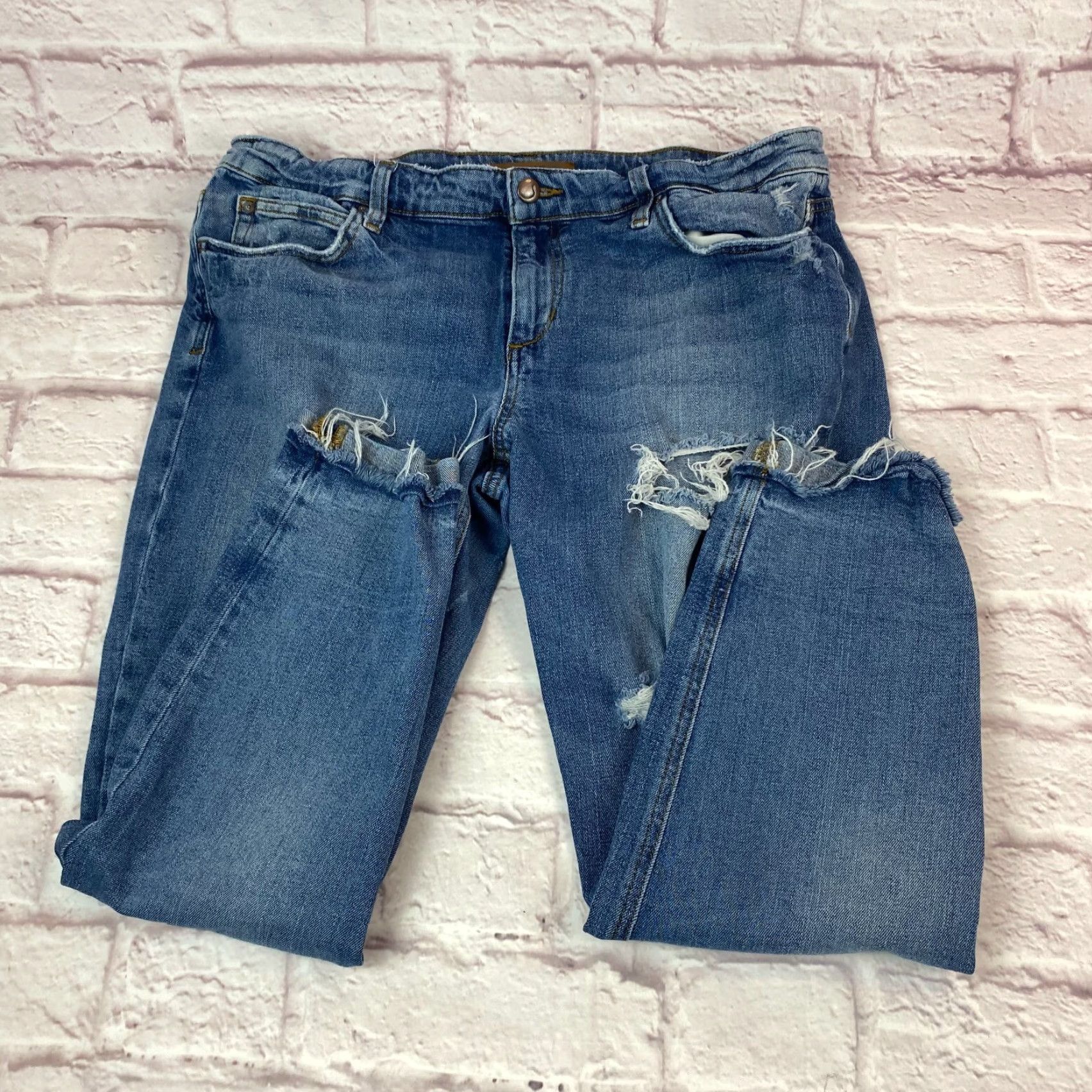 Vintage VINTAGE Joes Jeans Billie Ankle Womens Jeans 31 Slim Distressed Mid-Rise Blue 90s City Hipster Bohemian Size 24" / US 00 / IT 34 - 2 Thumbnail