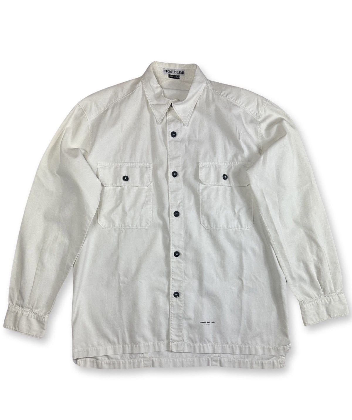 image of Stone Island Vintage Marina Shirt in White, Men's (Size Large)