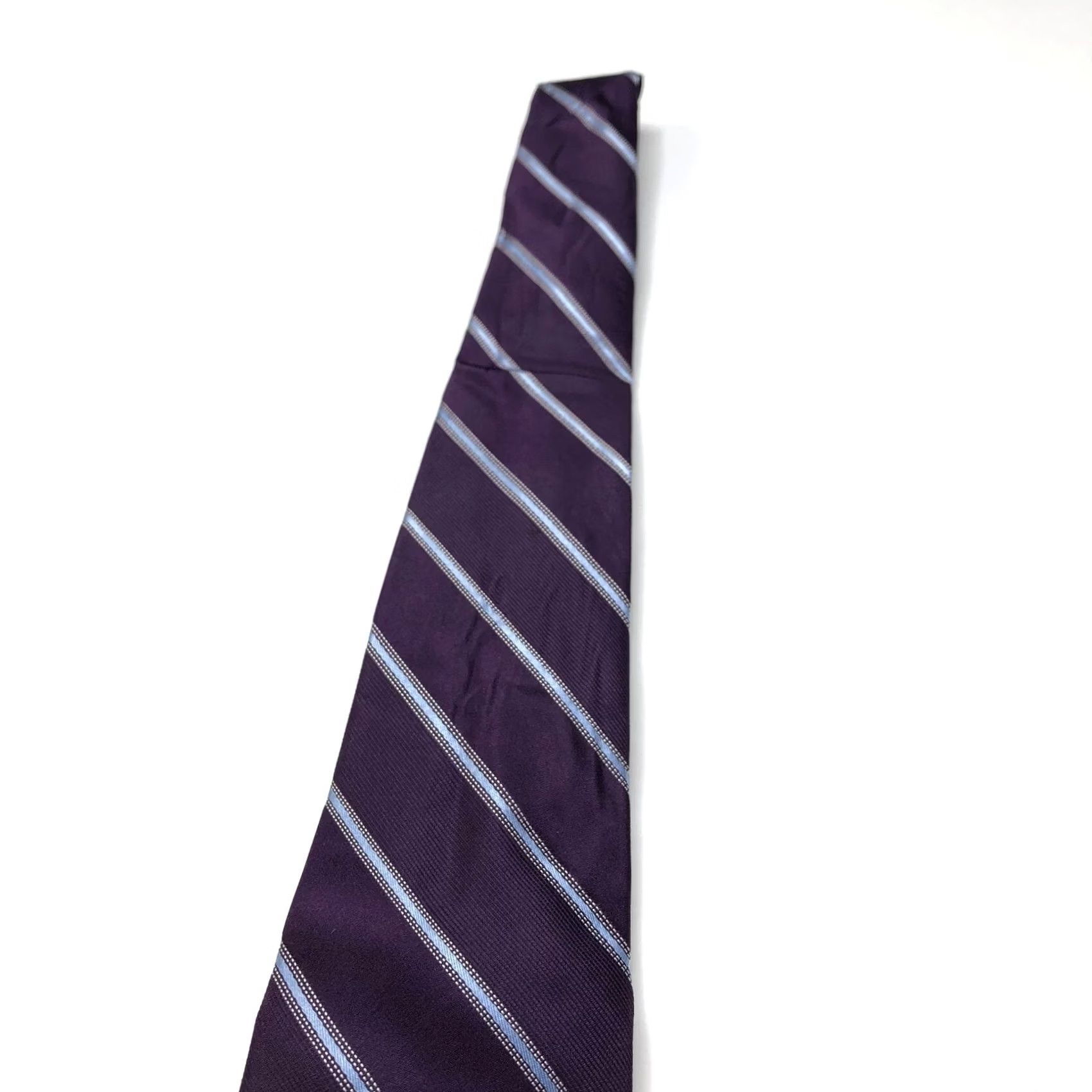 Jones New York VINTAGE Jones New York Men Silk Necktie Striped 3.5-in/57-in Purple Tie 57 Inches Mens Designer Adjustable Size ONE SIZE - 5 Thumbnail