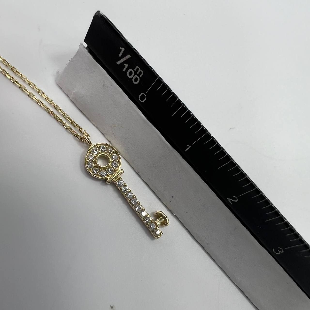 Other New Elegant 14K Solid Gold Necklace Italy- Key Pendant 1.6g Size ONE SIZE - 3 Thumbnail