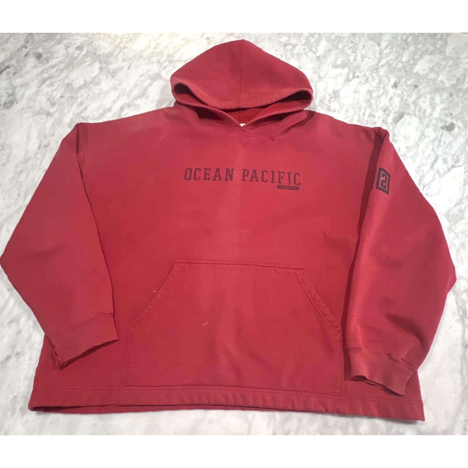 Vintage VINTAGE Ocean Pacific OP Sweat Shirt XL Hood Pocket Red Beach Surf Mens Size US XL / EU 56 / 4 - 2 Thumbnail