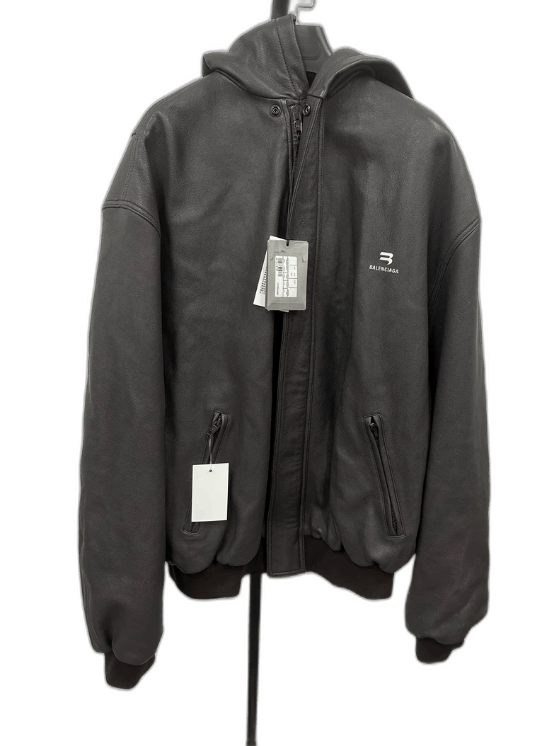 Balenciaga Balenciaga Black Hooded Leather Blouson Jacket-2506 Size US L / EU 52-54 / 3 - 1 Thumbnail