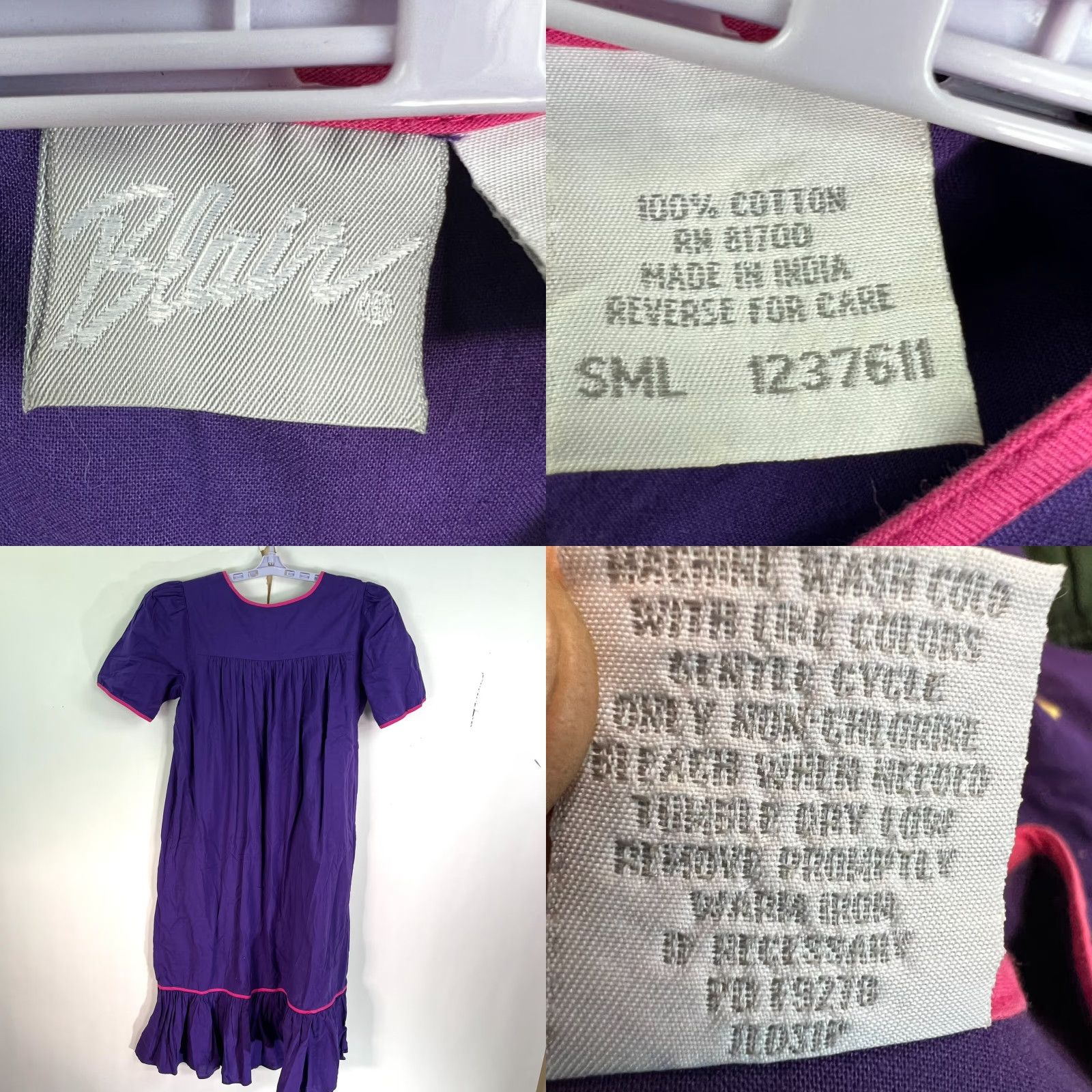 Vintage VINTAGE Darling Maxi Dress Women S Purple Embroidered Cats Applique 80s A-Line Size M / US 6-8 / IT 42-44 - 8 Thumbnail
