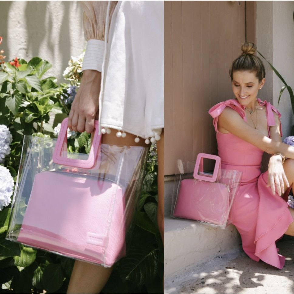 Staud Staud Shirley Transparent Handbag Tote Leather Clear Pink Size ONE SIZE - 10 Thumbnail