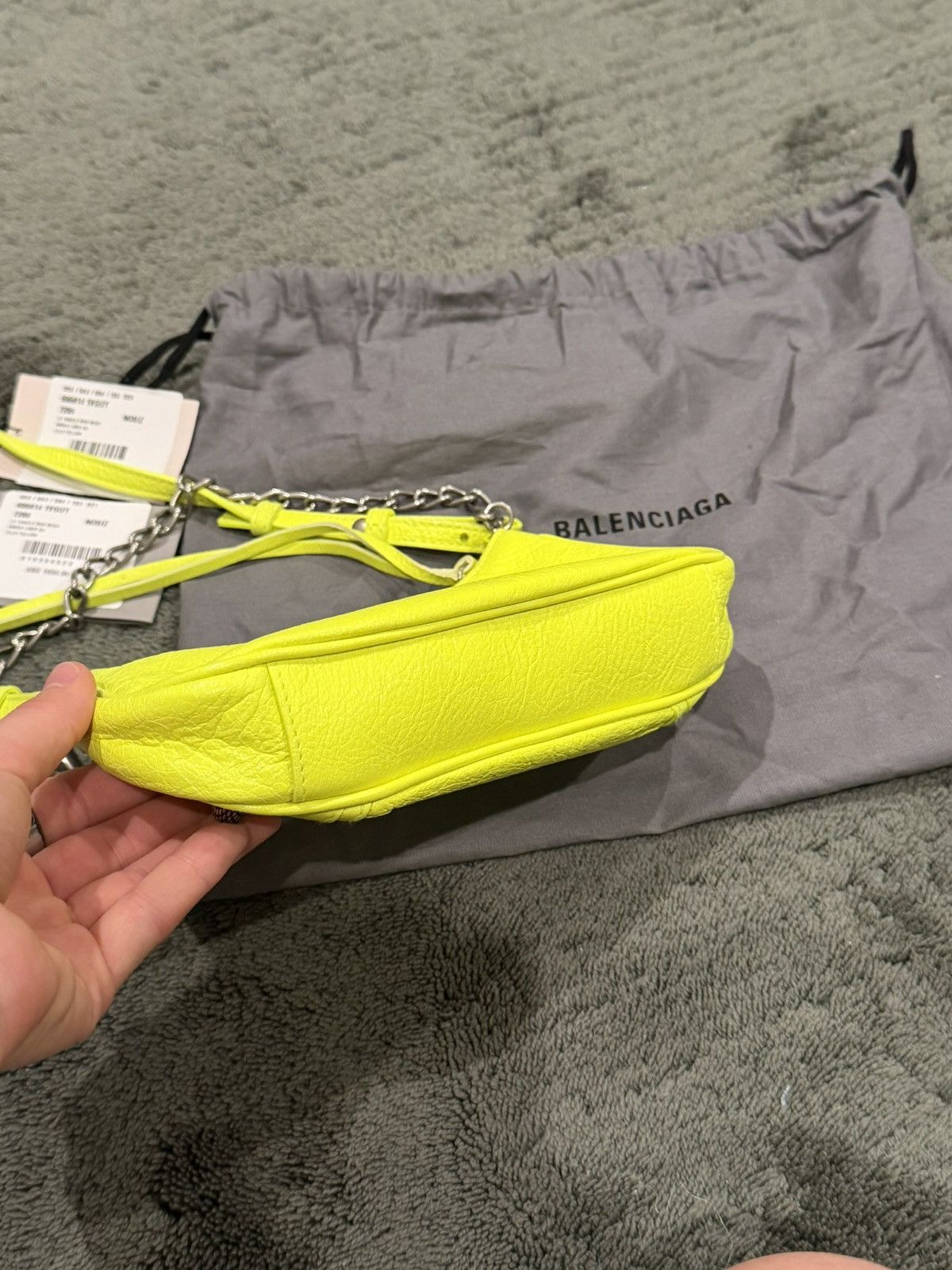 Balenciaga WOMEN'S LE CAGOLE MINI BAG WITH CHAIN IN FLUO YELLOW Size ONE SIZE - 12 Thumbnail