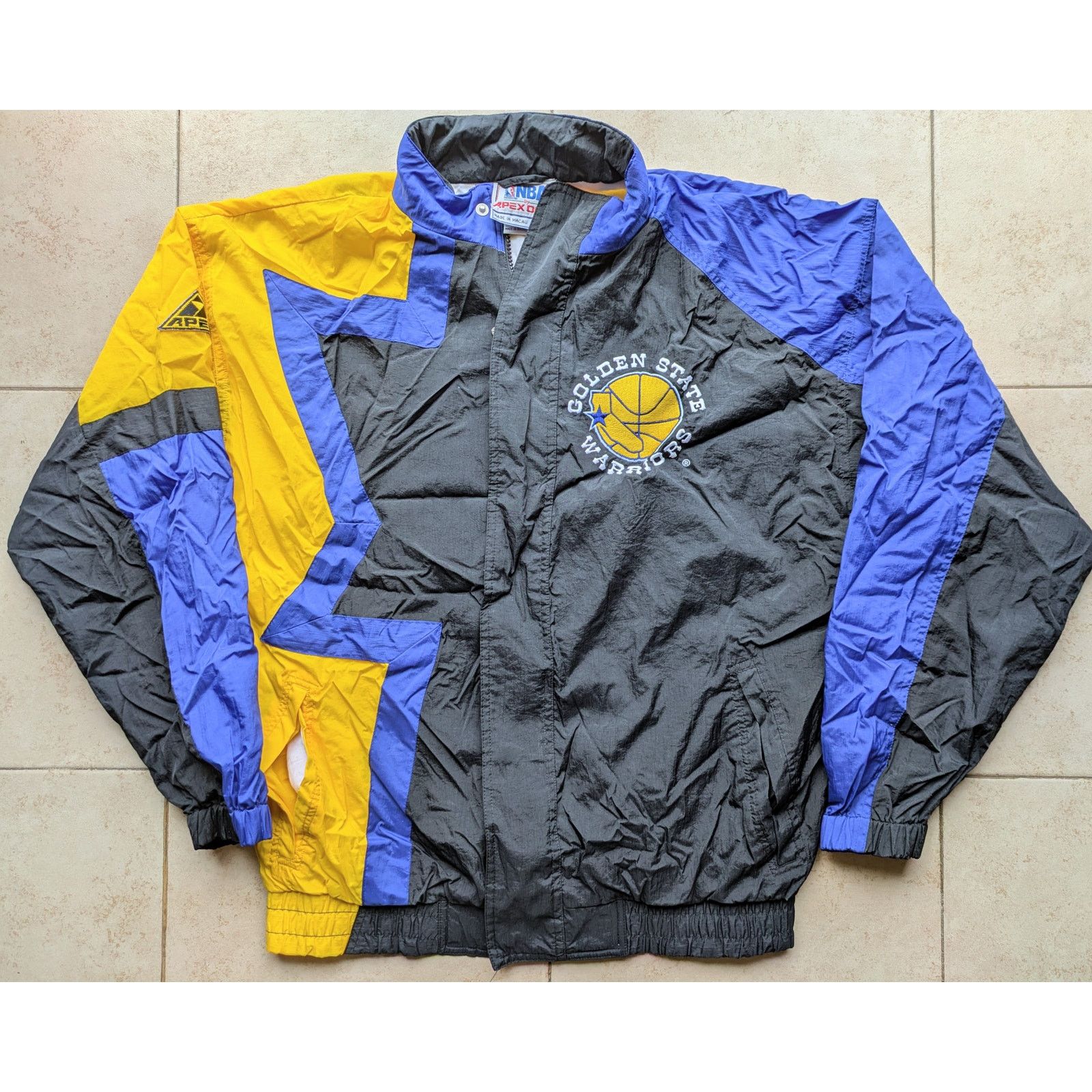 Apex × NBA Golden State Warriors 90s APEX jacket STAR blk gold NBA vtg Size US M / EU 48-50 / 2 - 1 Thumbnail