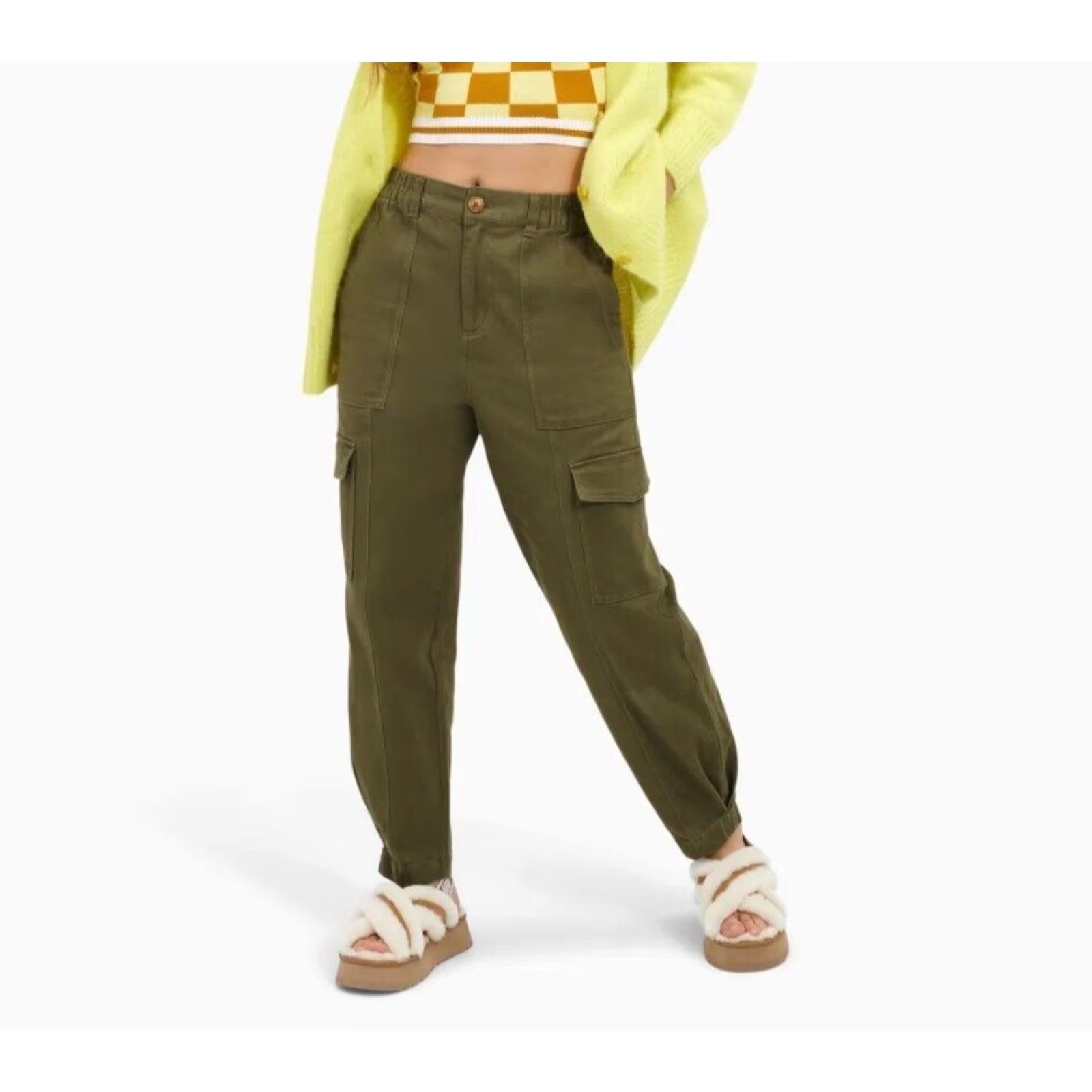 Ugg UGG Kensley Cargo Pant XS Women Slim Leg Green 36" Inseam Cargo Pockets Zipper Elastic Waistband NWT Size 26" / US 2 / IT 38 - 5 Thumbnail