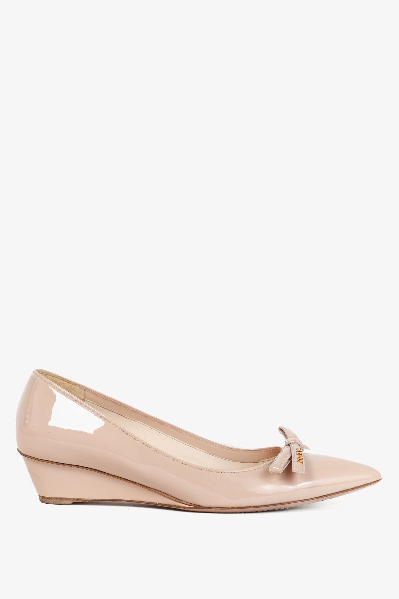 Prada Prada Blush Vernice Bow Pointed-Toe Wedges Size US 8 / IT 38 - 1 Thumbnail