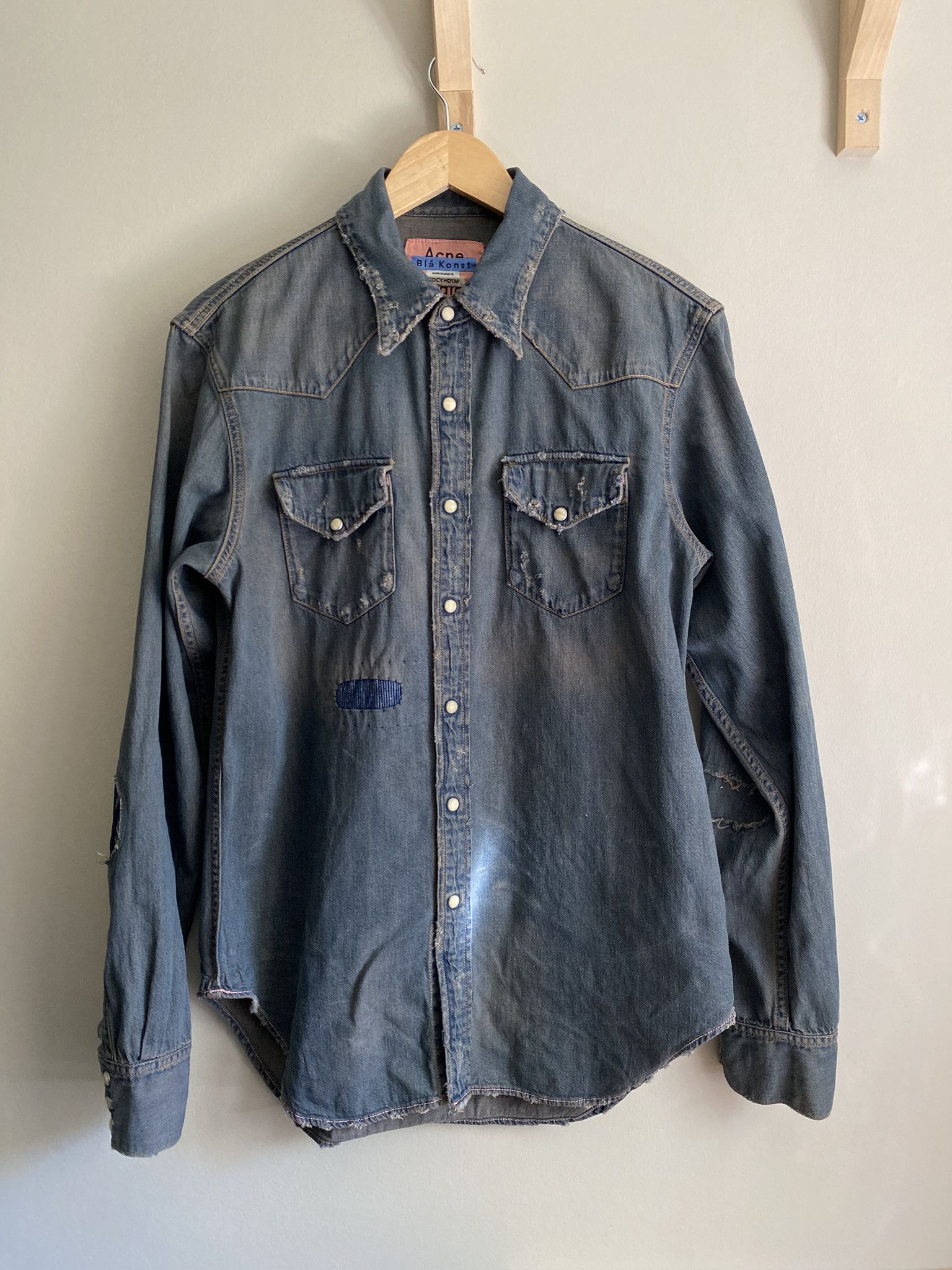 Acne Studios Western Shirt - Worn Clay Blue Denim Size US M / EU 48-50 / 2 - 20 Thumbnail