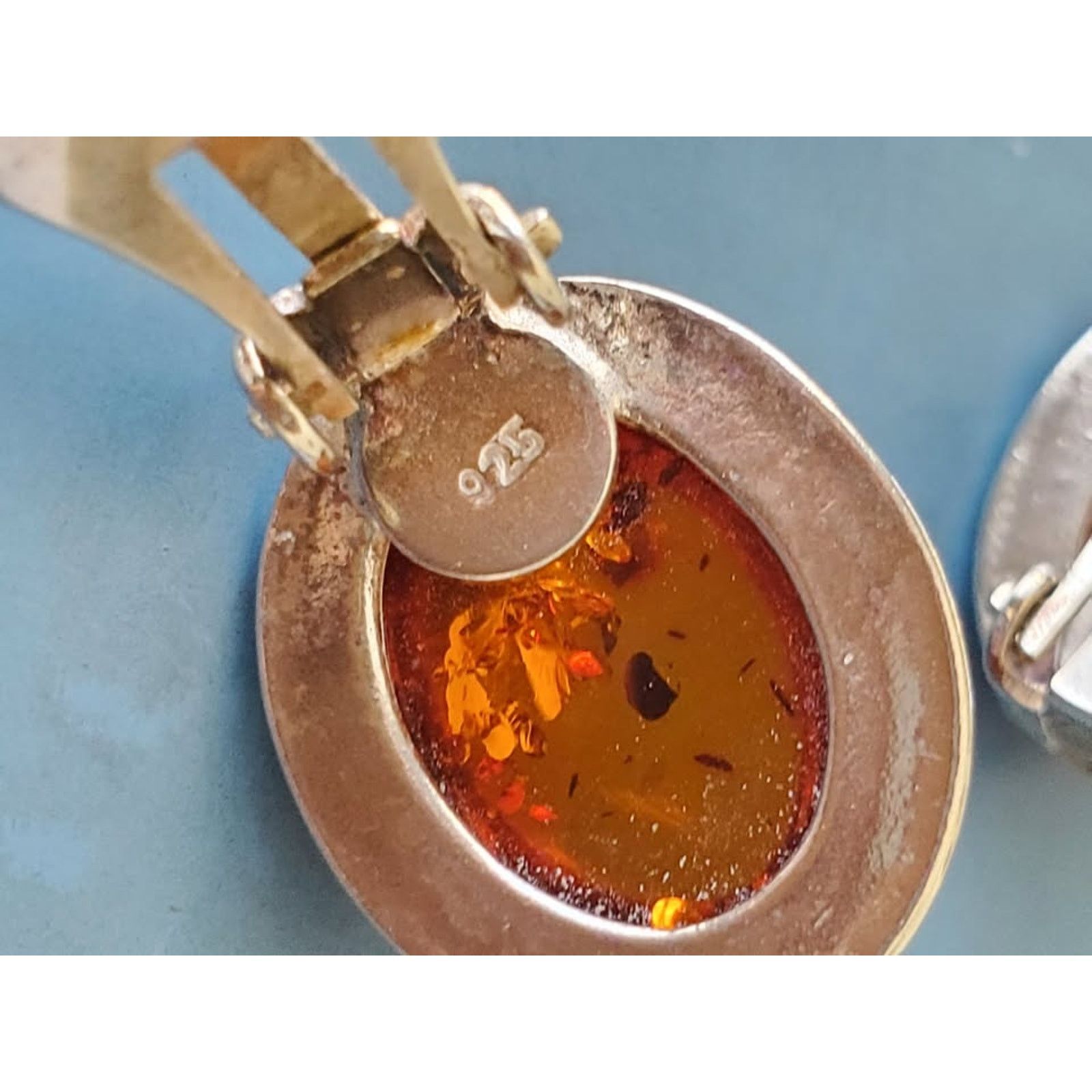 Other Vintage Amber Baltic Clip-on Sterling Silver Earrings Size ONE SIZE - 4 Thumbnail