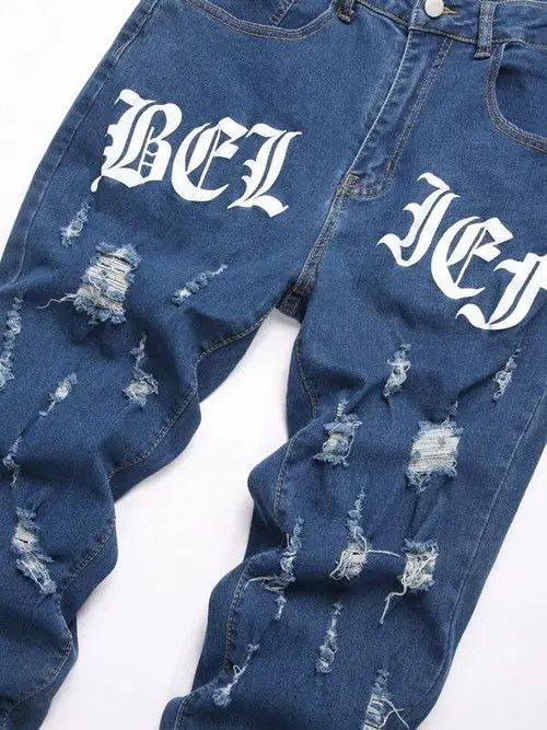 Jean × Vintage Skinny ripped DRILL TRAP DRIP jeans Size US 34 / EU 50 - 2 Thumbnail