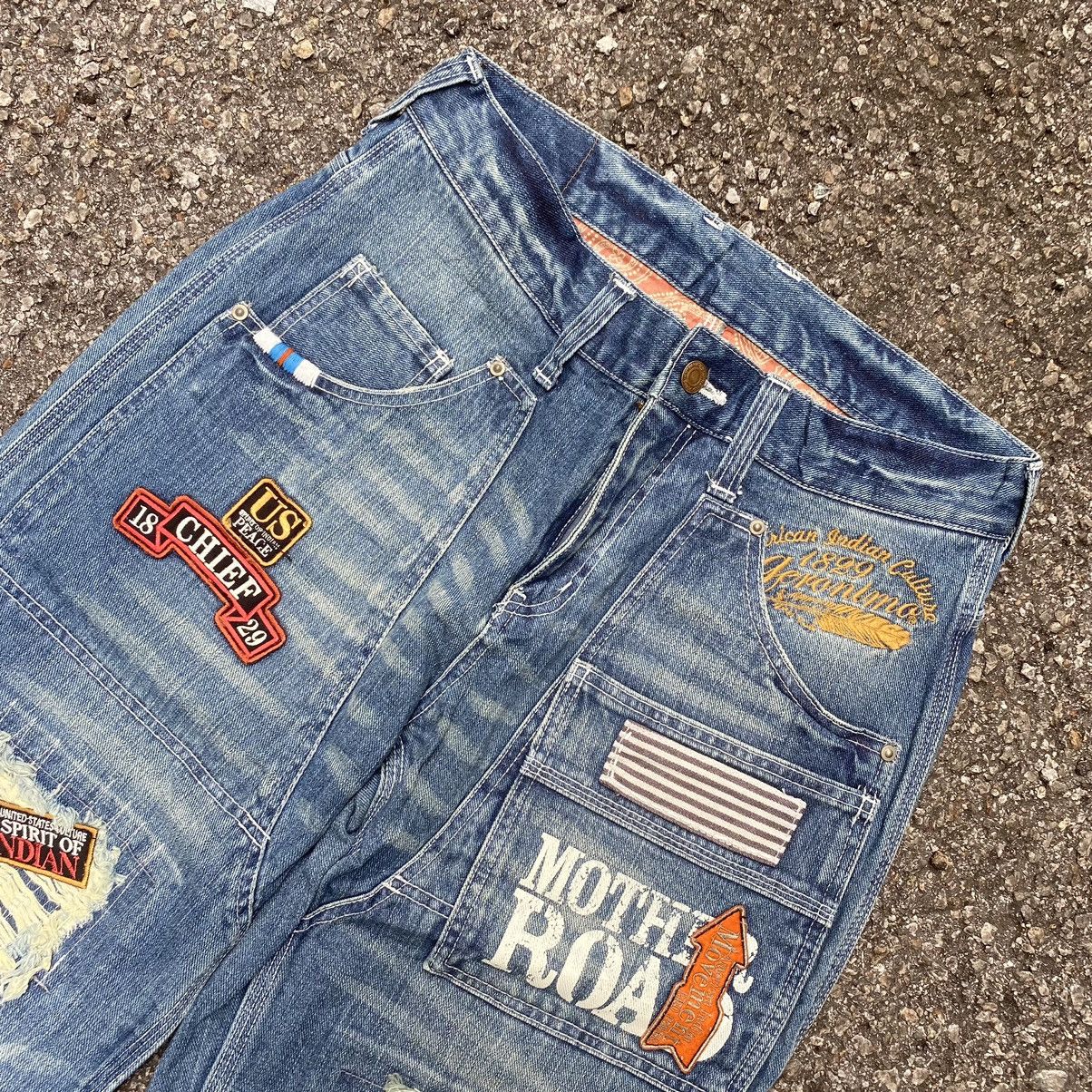 Other Patched Jeans Double Knee Distressed Denim Patchwork Size US 31 - 4 Thumbnail