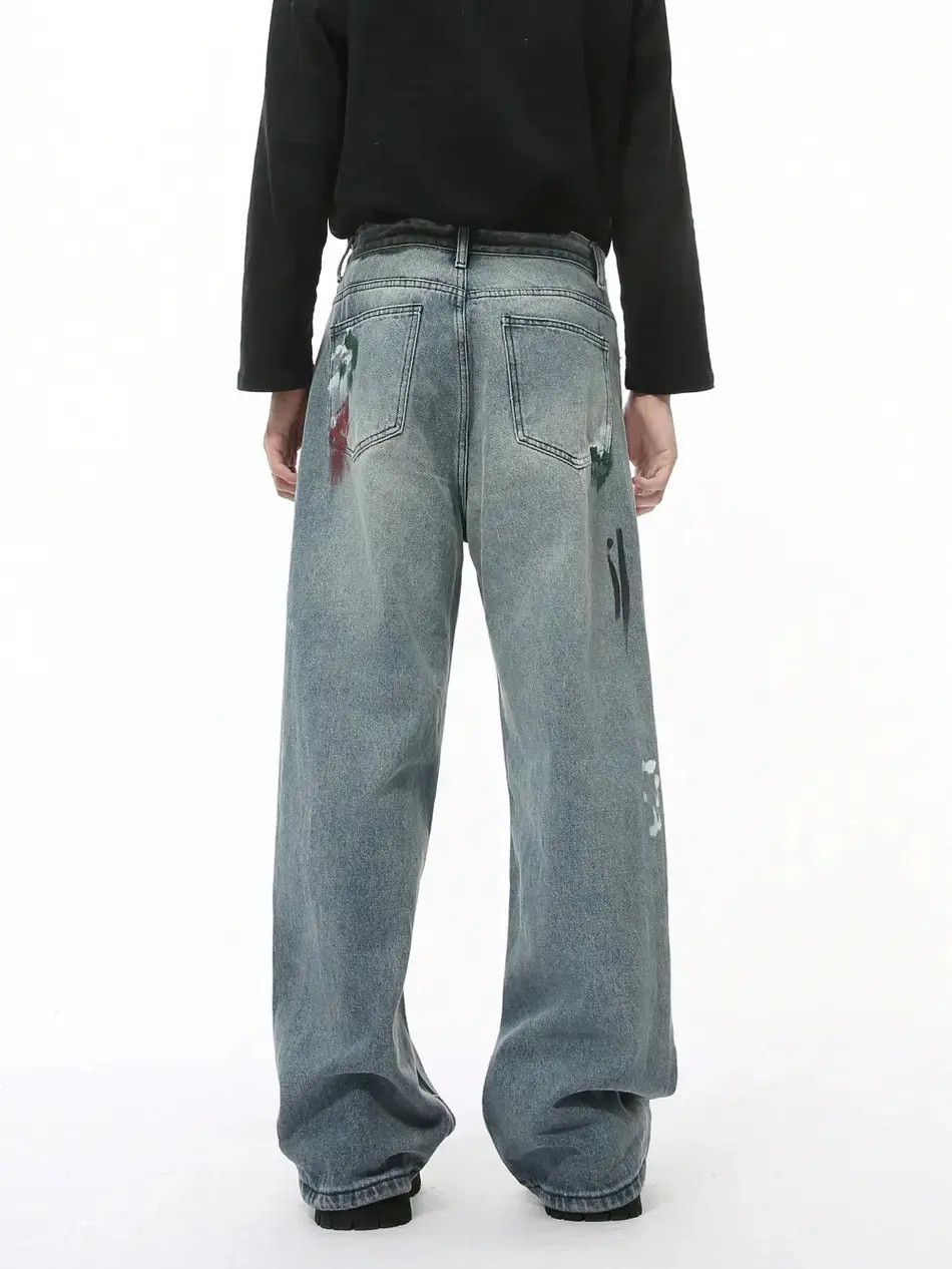Japanese Brand Retro loose graffiti high street jeans Size US 32 / EU 48 - 2 Thumbnail