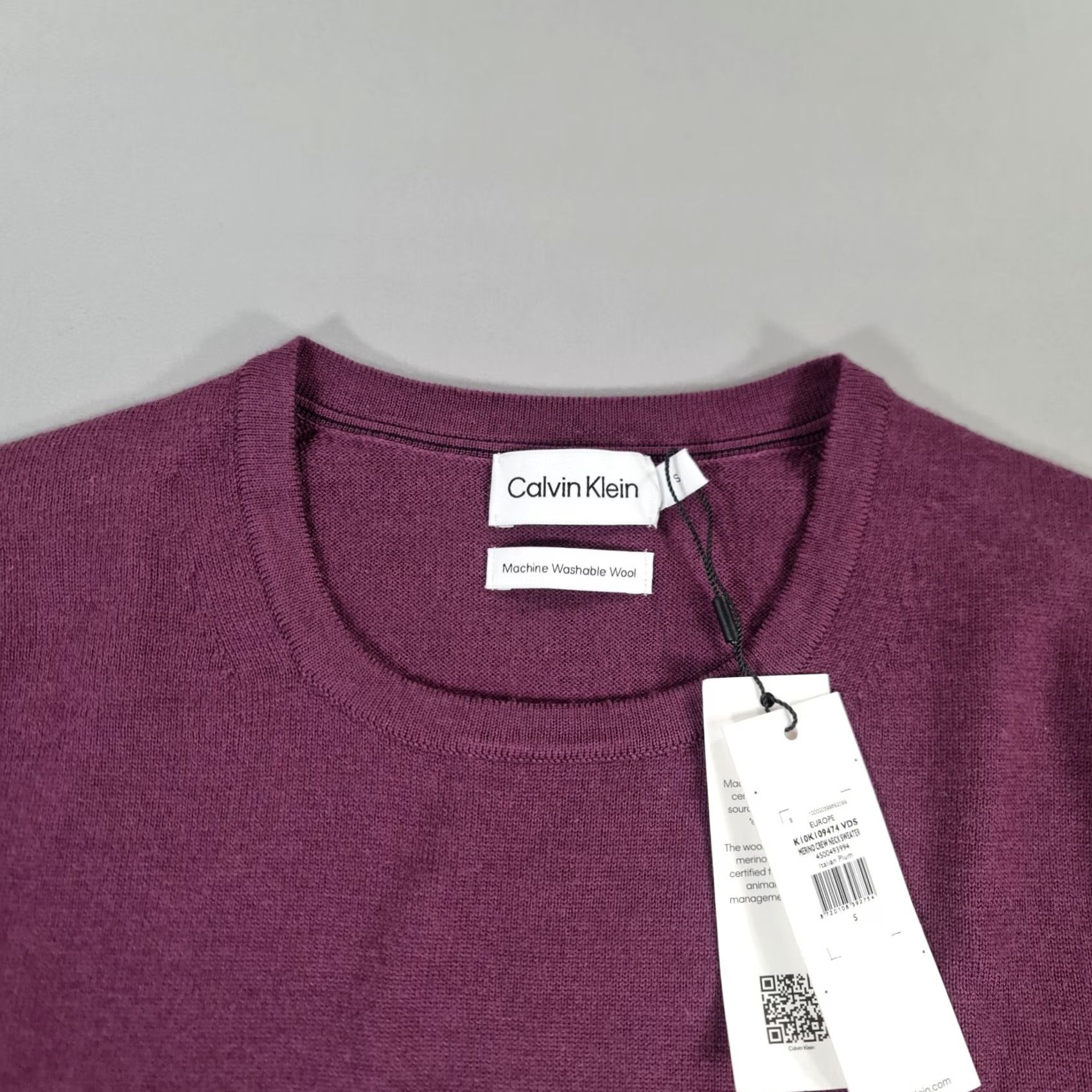 Calvin Klein Calvin Klein Mens Jumper Purple Small Regular Fit 100% Wool Knitted Pullover Slim Knit Crew Neck Long Sleeve Casual Size US S / EU 44-46 / 1 - 2 Thumbnail
