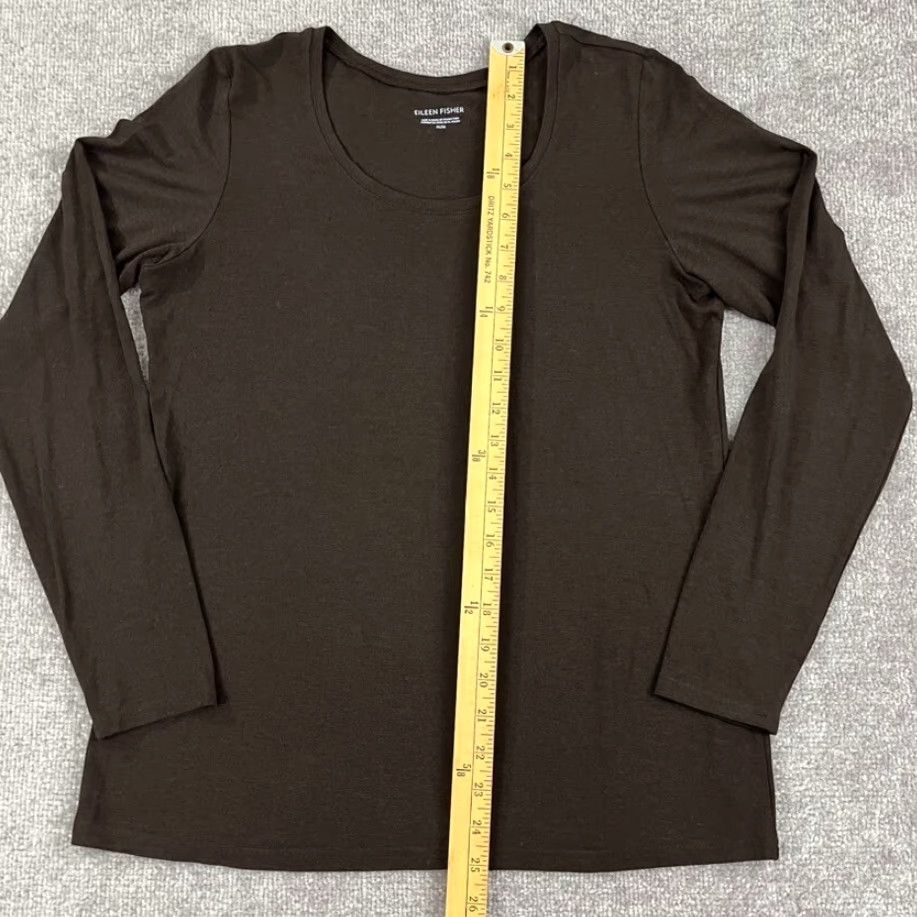 Eileen Fisher VINTAGE EILEEN FISHER Shirt Womens Medium Brown Viscose Spandex Stretch Long Sleeve Adult M Brown Solid 90s Designer Womens Size M / US 6-8 / IT 42-44 - 4 Thumbnail