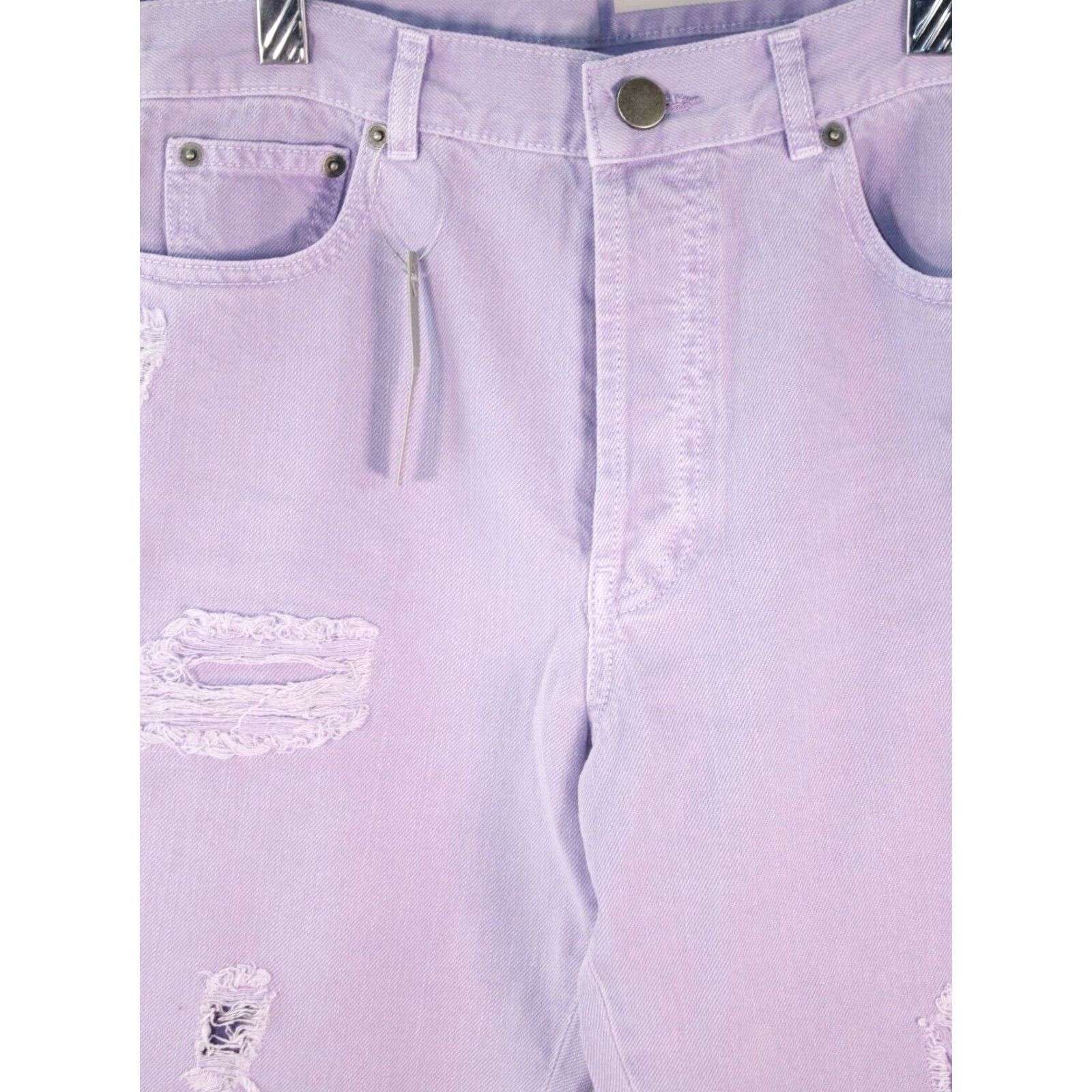Asos ASOS Women's Purple Ripped Distressed Denim Jeans, Size 26X32 - Button Fly - 26x32 - Purple - Jeans - Women Size 26" / US 2 / IT 38 - 4 Thumbnail