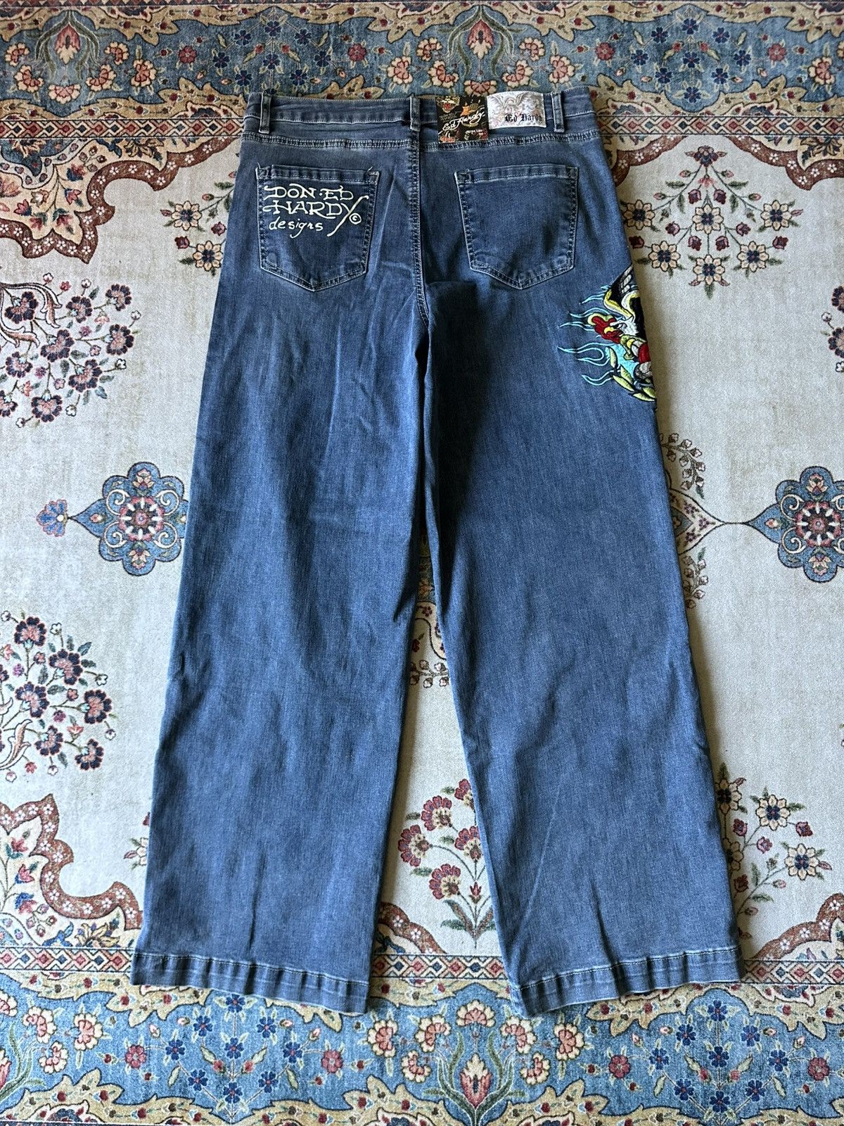 Ed Hardy Ed Hardy Embroidered Baggy Jeans Size US 34 / EU 50 - 14 Thumbnail