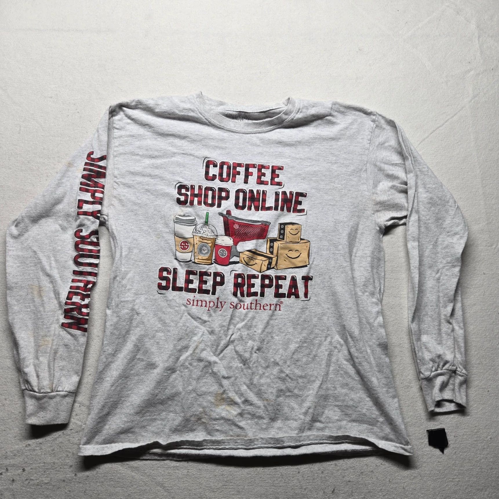 Vintage Simply Southern Shirt Long Sleeve Adult L Gray Graphic T-Shirt - Women - Spring, Fall - Basic Casual Tee Size L / US 10 / IT 46 - 2 Thumbnail