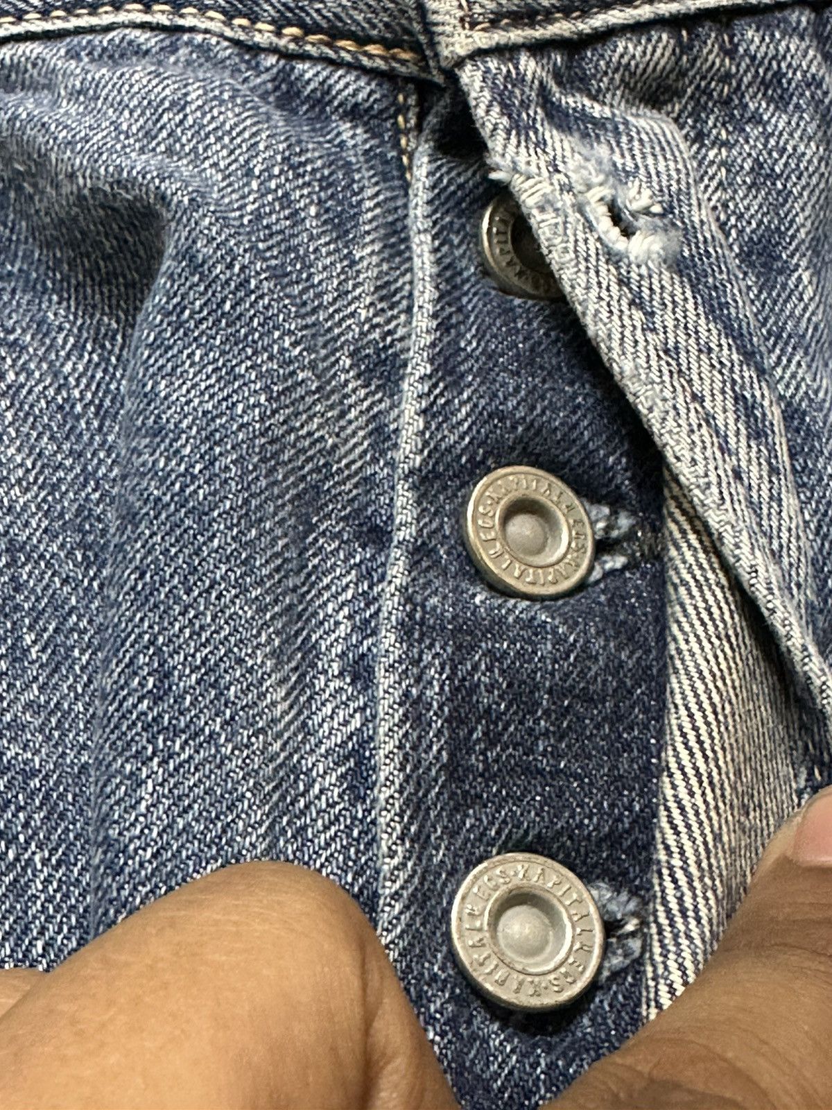 Kapital Vintage Kapital Selvedge Button Fly Faded Whiskers Denim Size US 30 / EU 46 - 7 Thumbnail