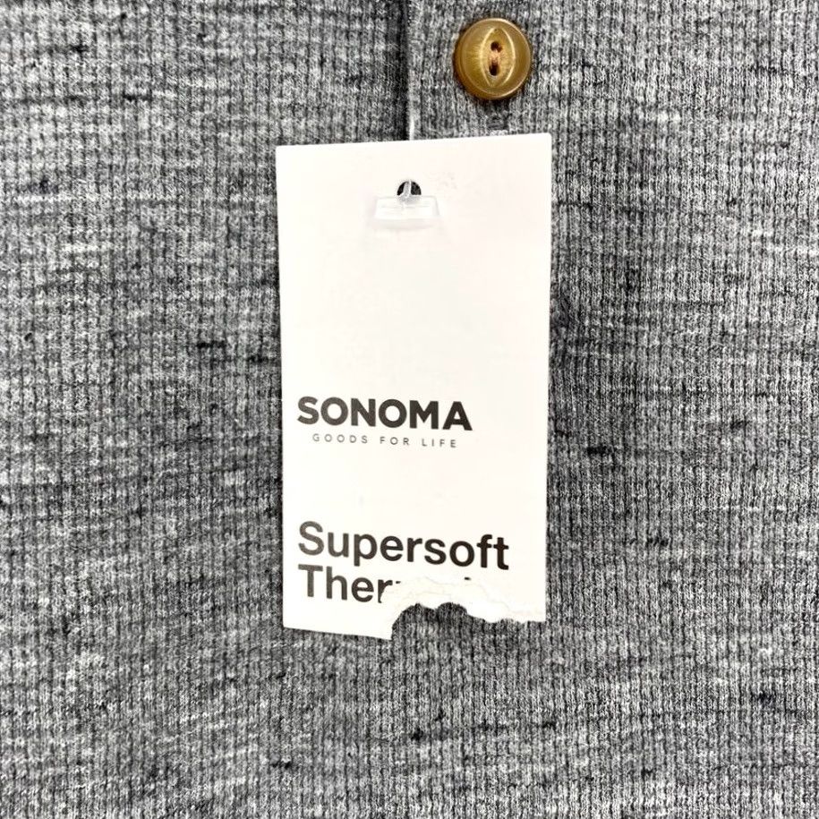 Vintage Sonoma Shirt Mens Large Gray Raglan Long Sleeve Thermal Henley Knit Cotton Blend Regular Fit Size US L / EU 52-54 / 3 - 4 Thumbnail