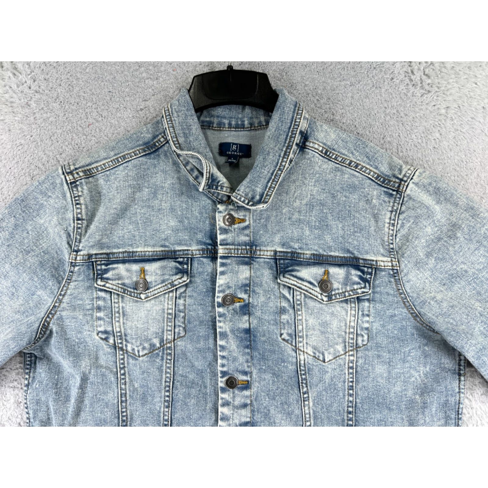 George VINTAGE George Denim Jacket Womens Large Trucker Cotton Blend Button Up Pockets 80s 90s Blue Mens Womens Clothing Jacket Size 36" / US 14 / IT 50 - 4 Thumbnail