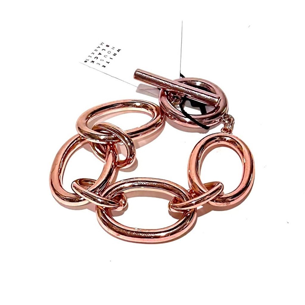 White House Black Market WHBM Rose Gold Oval Link Toggle Bracelet NWT Size ONE SIZE - 1 Thumbnail