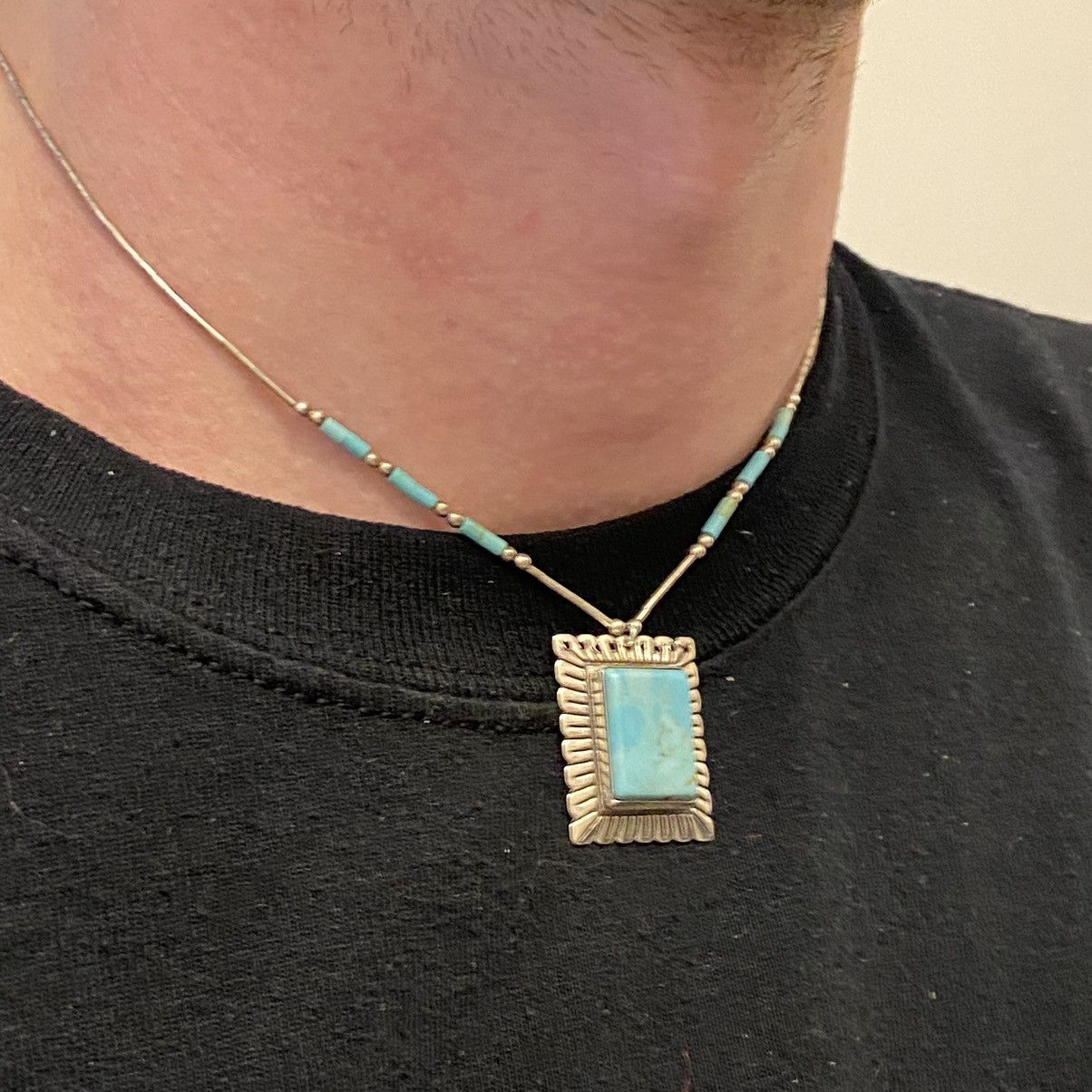 Kapital × Vintage Vtg 60s 70s Navajo Turquoise Sterling Square Concho Necklace Size ONE SIZE - 8 Thumbnail