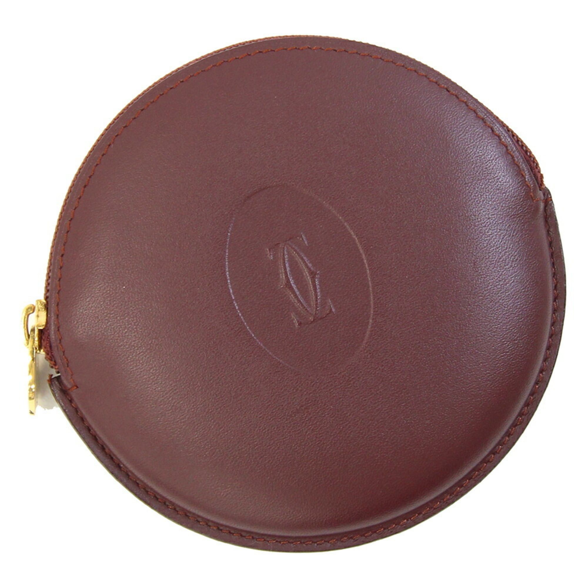 Cartier Cartier Must L3000111 Bordeaux Leather Coin Purse/Wallet - Compact Wallet, Round Purse Size ONE SIZE - 1 Thumbnail