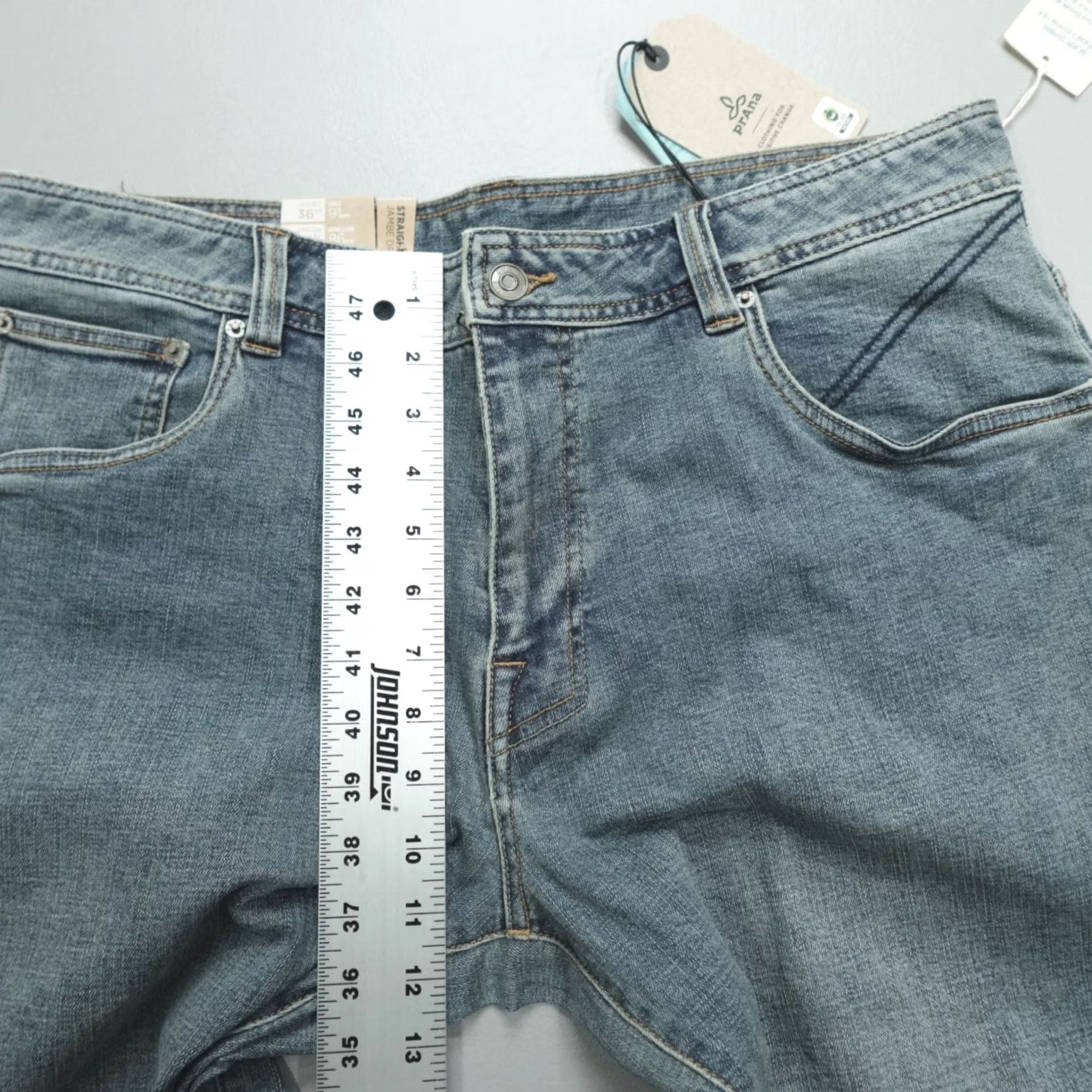 Prana Prana Axiom Jeans Men’s 36x34 Antique Stone Wash Stretch Denim Standard Fit Shirt? Size US 36 / EU 52 - 6 Thumbnail