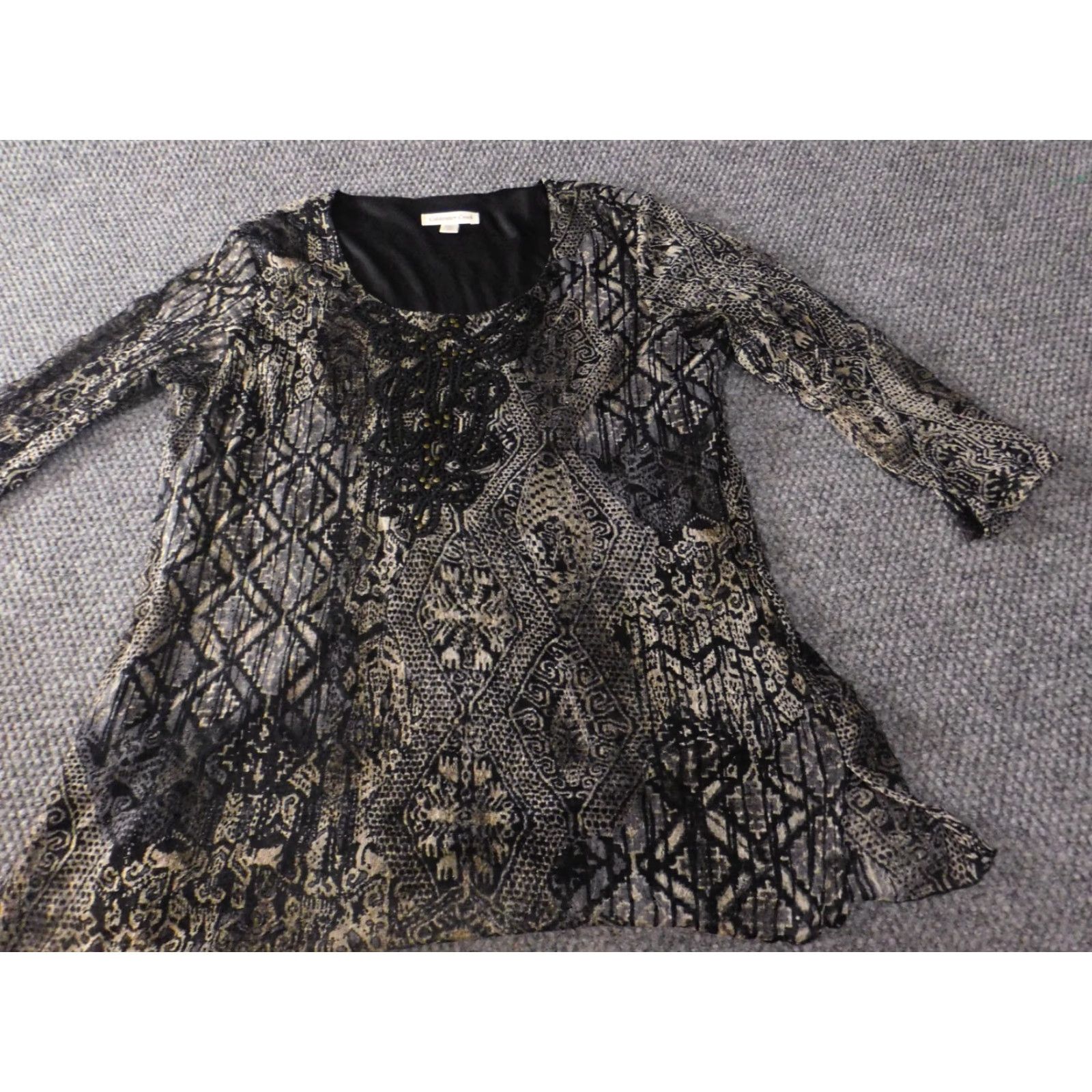 Coldwater Creek Coldwater Creek Blouse Womens Large Black Logo Designer Lined Stretch Casual Shirt Size L / US 10 / IT 46 - 2 Thumbnail