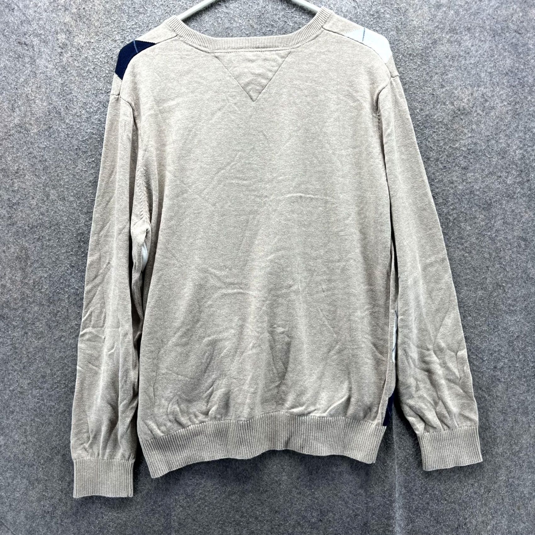 Tommy Hilfiger Tommy Hilfiger Sweater Mens Large Beige Cotton V Neck Argyle Pullover Knit Logo Size US L / EU 52-54 / 3 - 2 Thumbnail