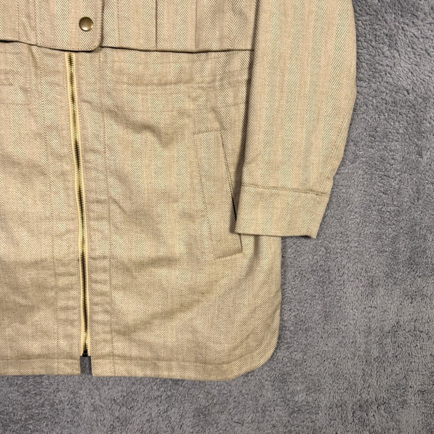 Banana Republic VINTAGE Banana Republic Jacket Womens M Herringbone Utility Linen Full Zip Barn Beige Navy? Size M / US 6-8 / IT 42-44 - 2 Thumbnail
