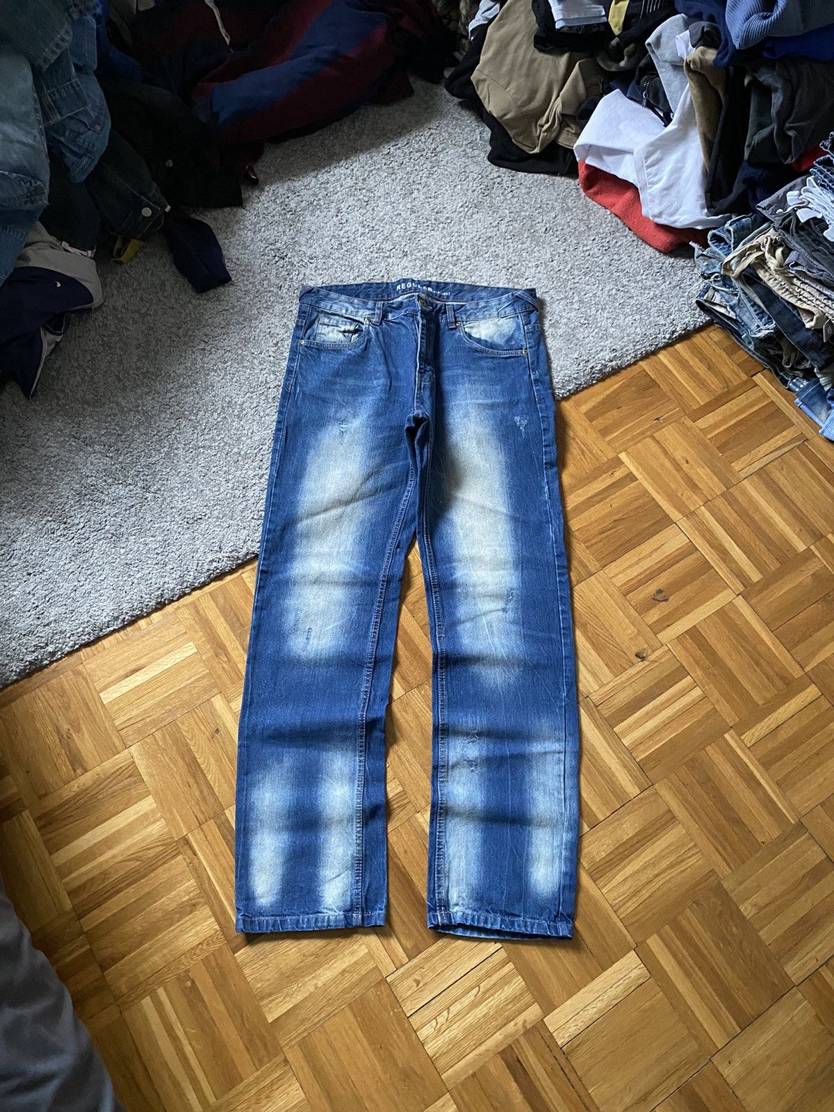 Vintage Faded Jeans Flared Mud Washed Japanese Y2K Baggy