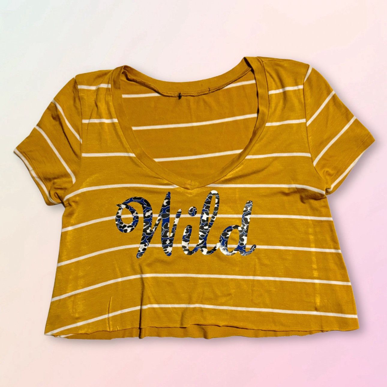 Vintage Y2K, Wild, Multi Pattern, Raw Hem Cropped, Rayon V-Neck Size M / US 6-8 / IT 42-44 - 2 Thumbnail