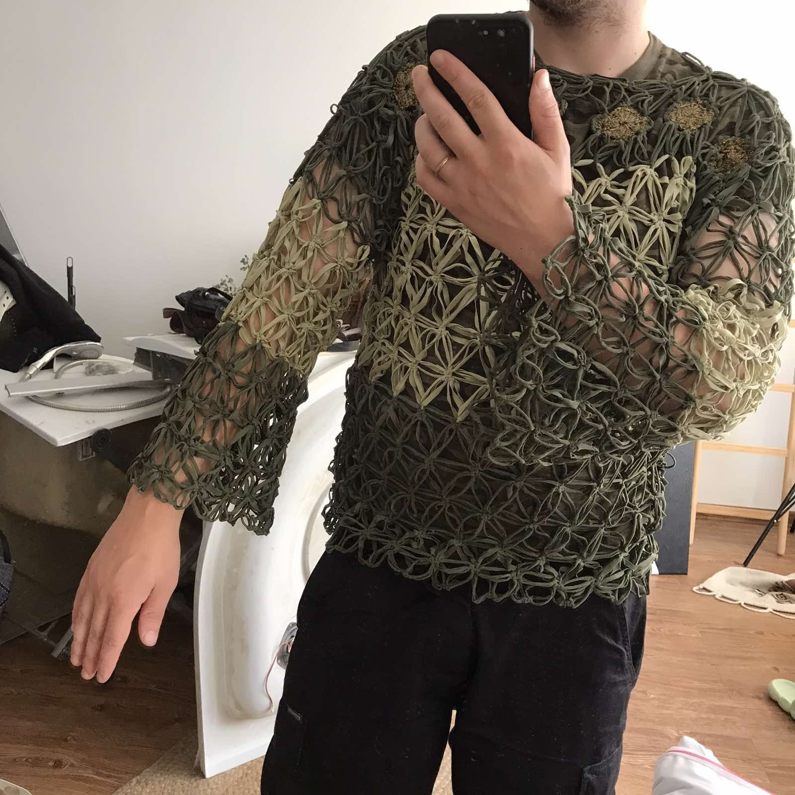 Handmade Rare Avant Garde Sweater Handmade Military Weaving 90s Size US L / EU 52-54 / 3 - 6 Thumbnail