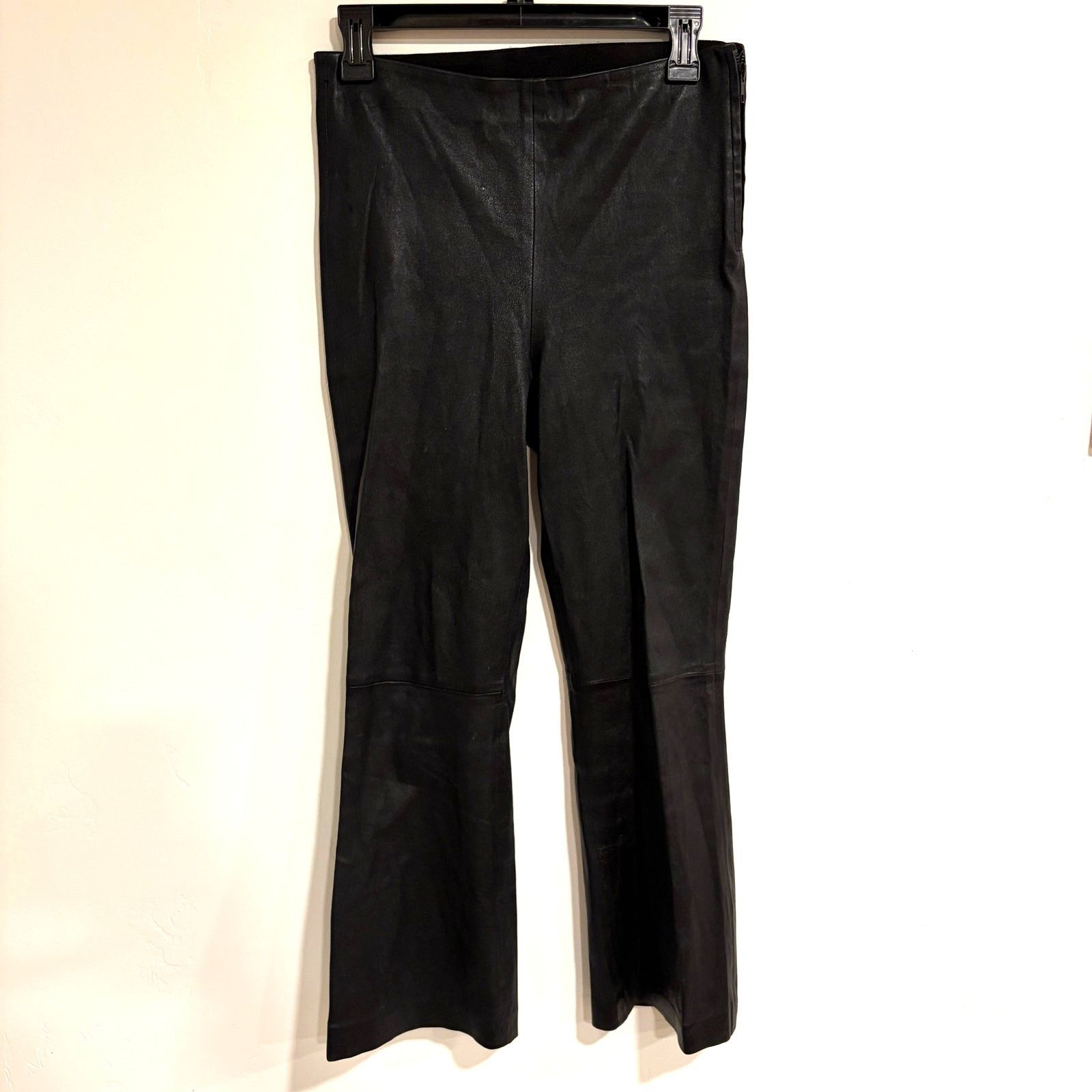 Zara VTG Zara Sheep Leather Straight Pants Womens S Black Y2K Size 26" / US 2 / IT 38 - 1 Thumbnail