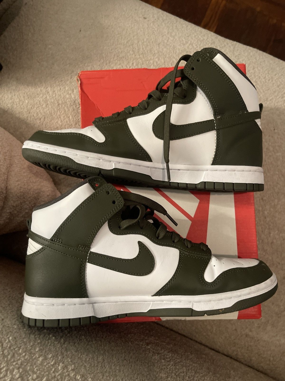 Nike Nike Dunk Hi Retro ‘White/Cargo Khaki’ Size US 8.5 / EU 41-42 - 7 Thumbnail