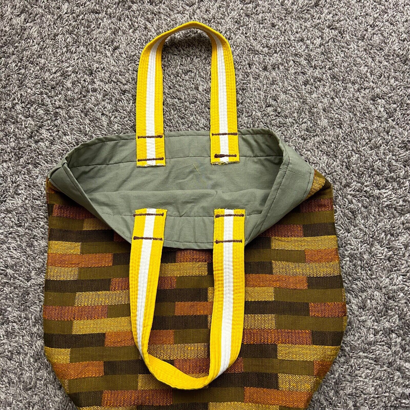 Handmade Handmade Geometric Tapestry Bag Small Tote Grocery Reusable Size ONE SIZE - 2 Thumbnail