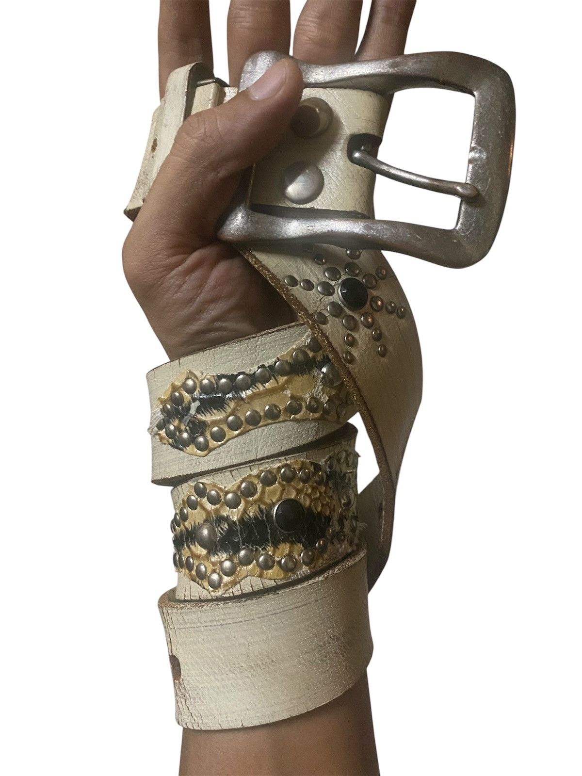 Genuine Leather Fabric Connection Western Style With Snakeskin Studded Belt Size ONE SIZE - 1 Thumbnail
