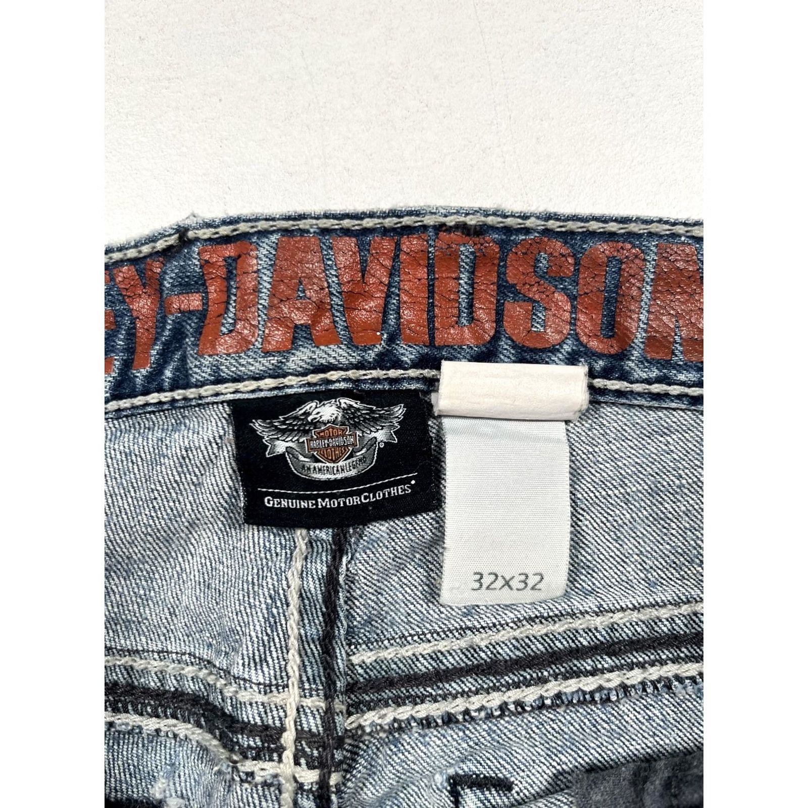 Harley Davidson VINTAGE Harley-Davidson Jeans Mens 32x32 Blue Denim Straight Leg Distressed VTG Size US 32 / EU 48 - 3 Thumbnail