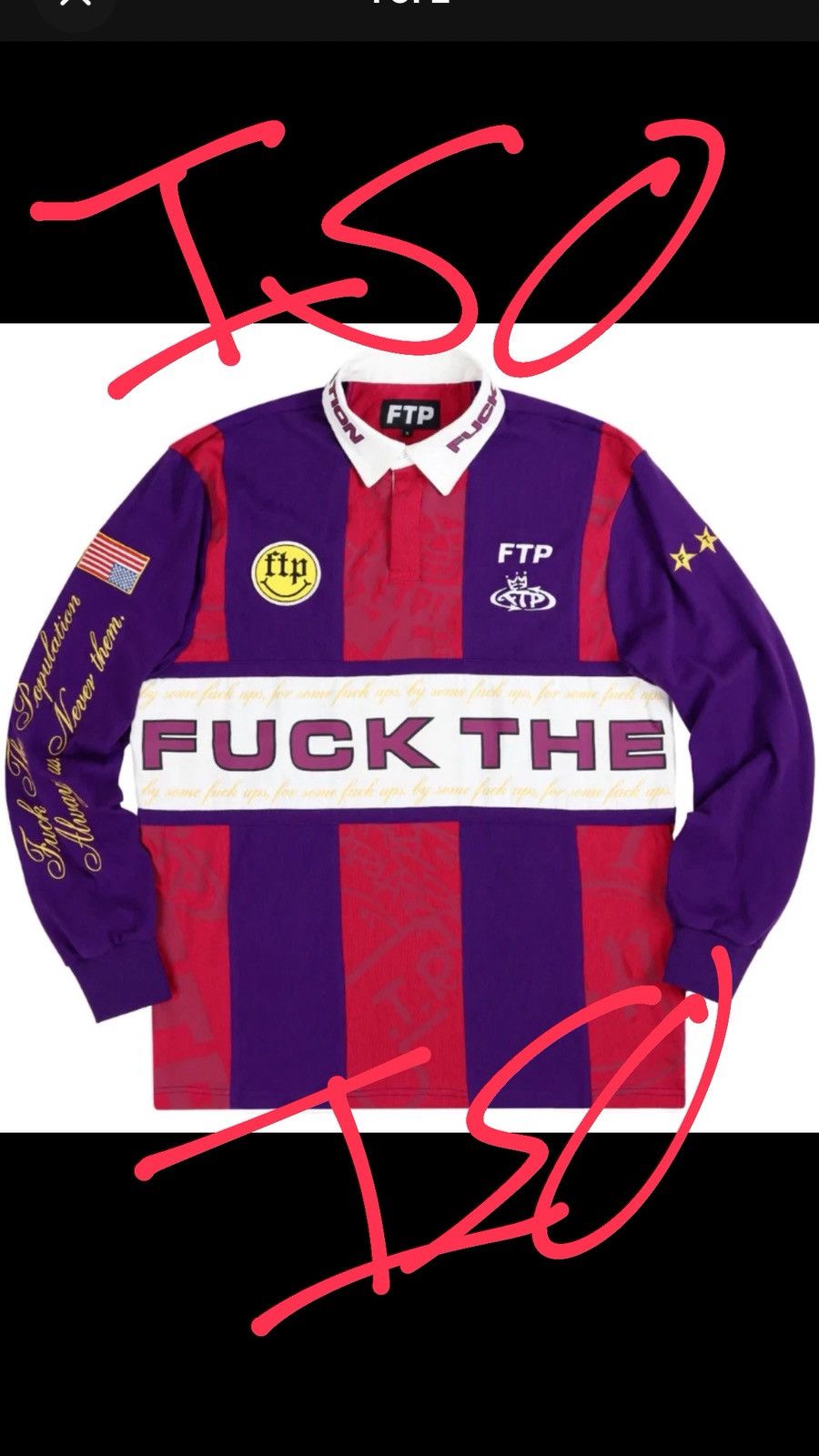 Fuck The Population ISO FTP Purple Souvenir Rugby Jersey Size US M / EU 48-50 / 2 - 1 Preview