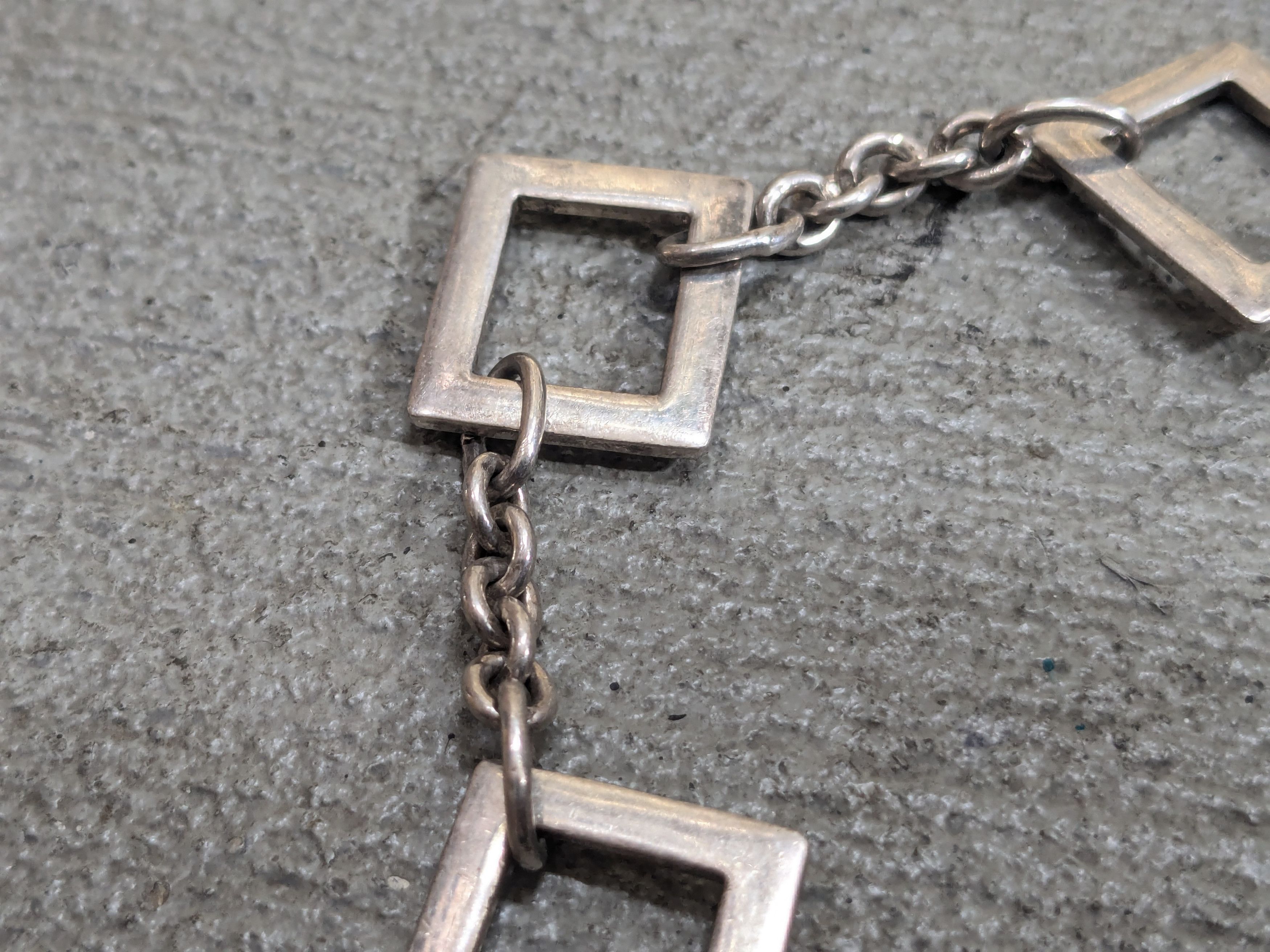 Sterling Silver Vintage Sterling Silver Bracelet Square Chain Size ONE SIZE - 3 Thumbnail
